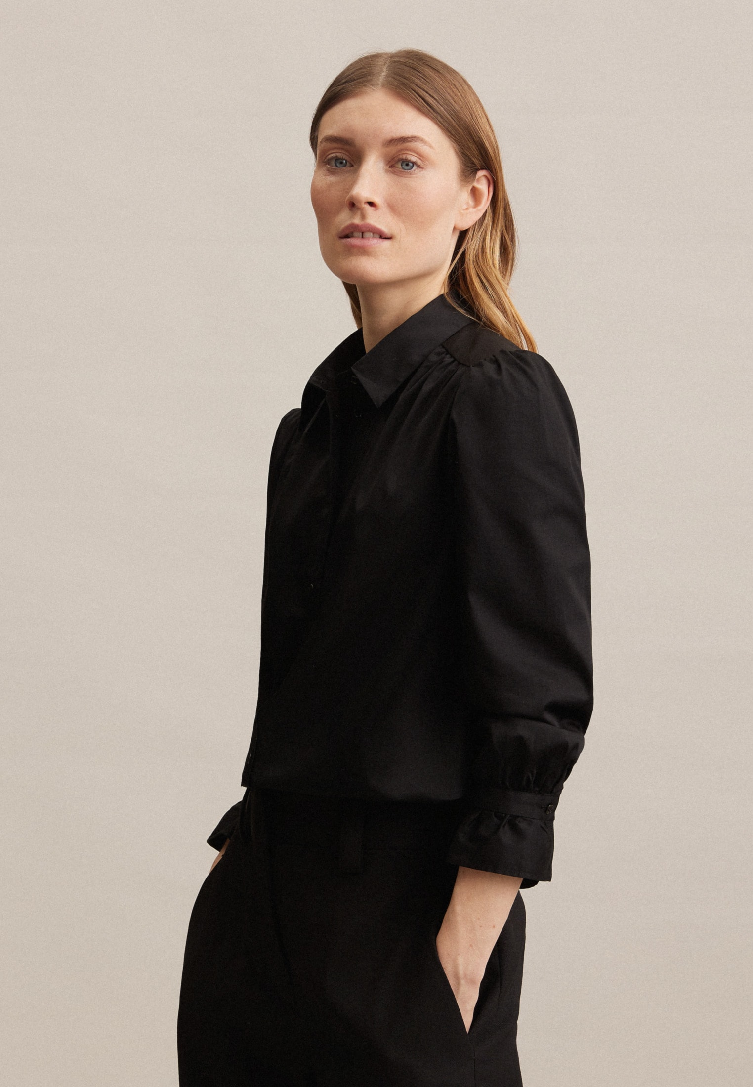 »Schwarze Kragen glänzend im Shop Rose«, OTTO Online kaufen Uni Hemdbluse seidensticker