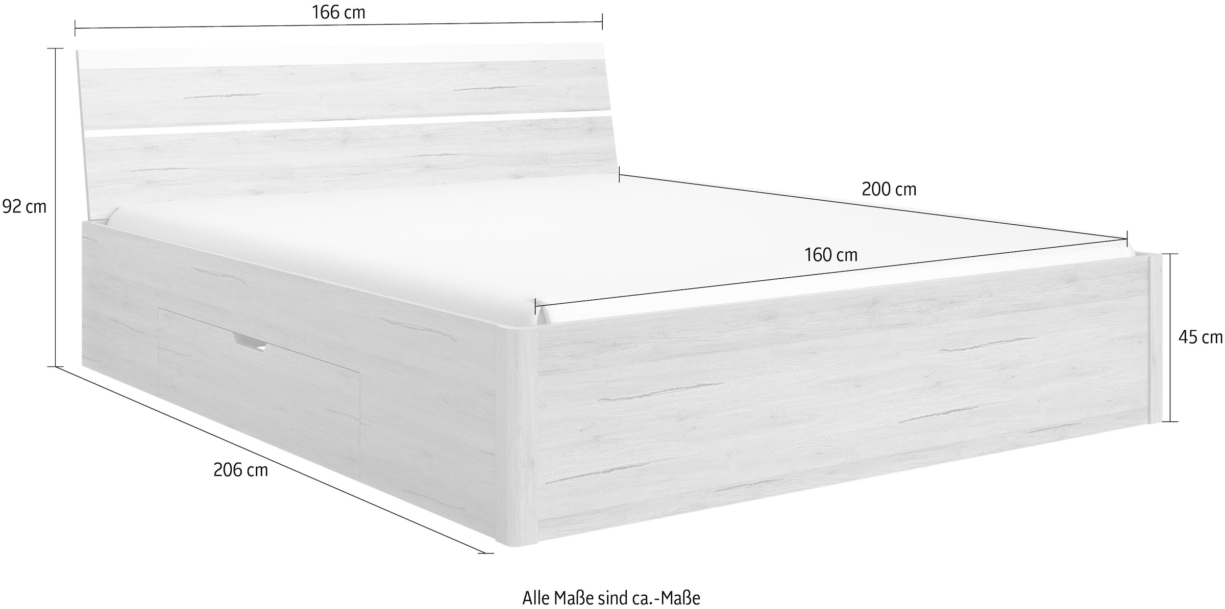 INOSIGN Stauraumbett »Beta, Breite 160 oder 180cm, moderne Bettanlage mit 2 Schubladen«, Bettgestell in zwei Größen inklusive 2 Bettschubladen