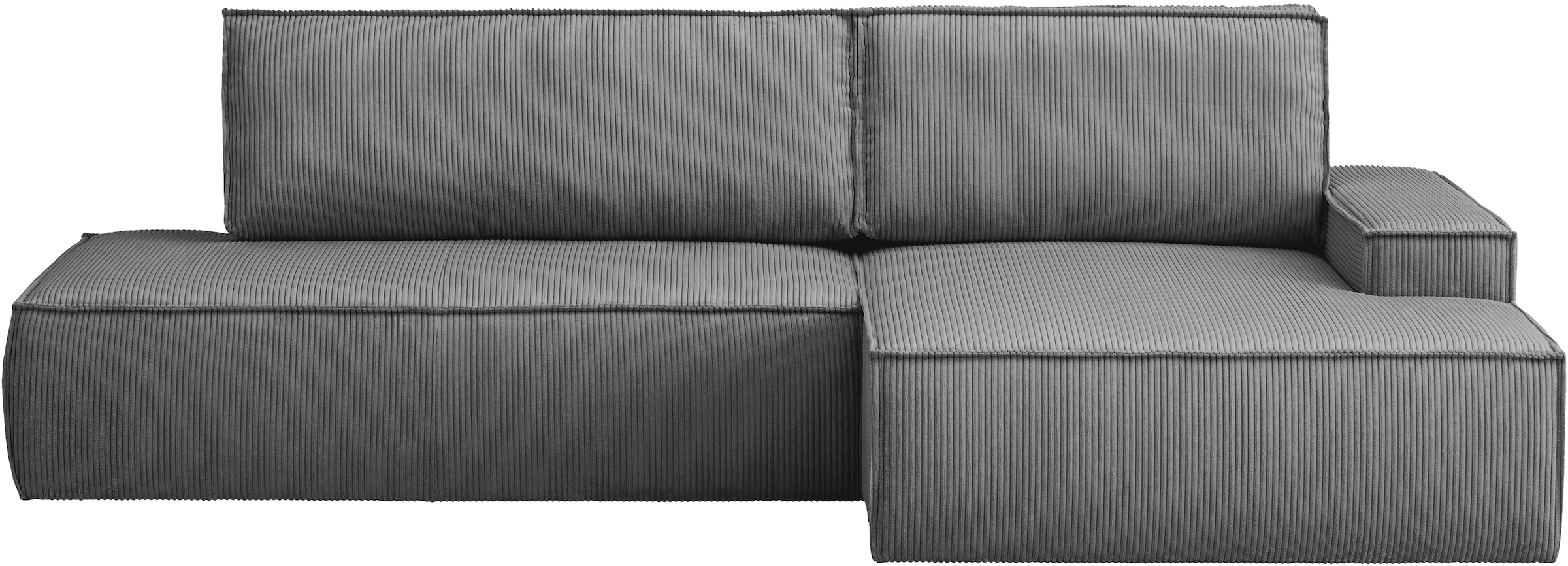 Home affaire Ecksofa »SHERWOOD,  Schlafsofa in L-Form offen (275cm), Cord, Leinenoptik« Schlaffunktion und Bettkasten, Kedernaht, hoher Sitz- & Liegekomfort,