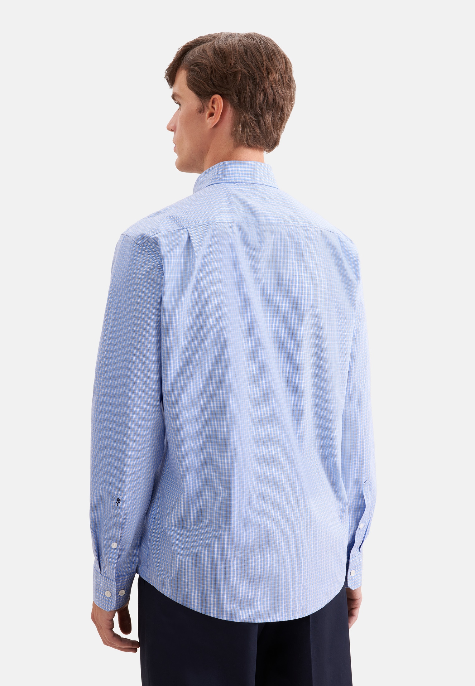 seidensticker Businesshemd Regular 1/1 Button-Down-Kragen Karo