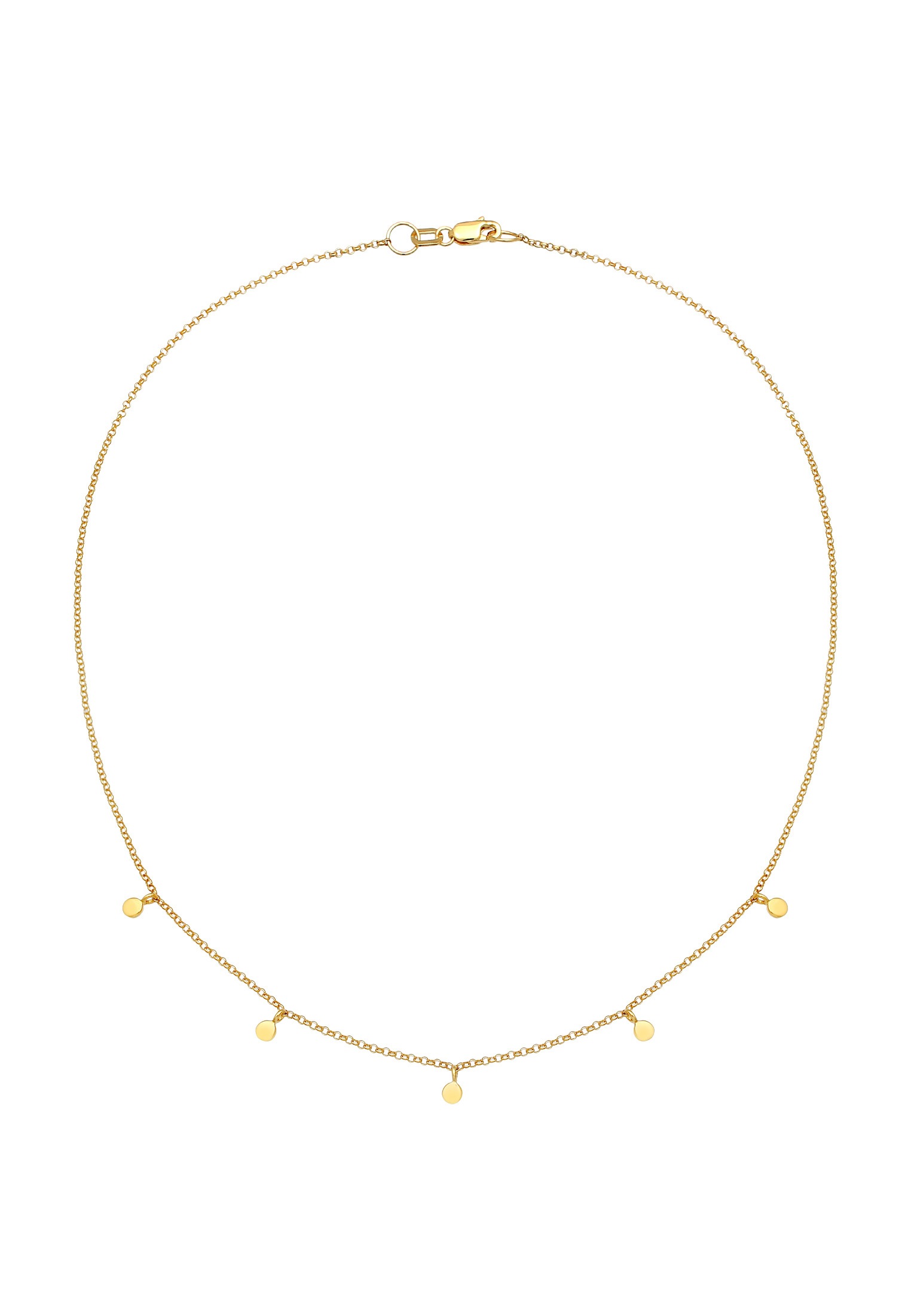 Elli Premium Kette mit Anhänger »Halskette Erbskette Geo Kreis Basic Coin 375 Gelbgold«
