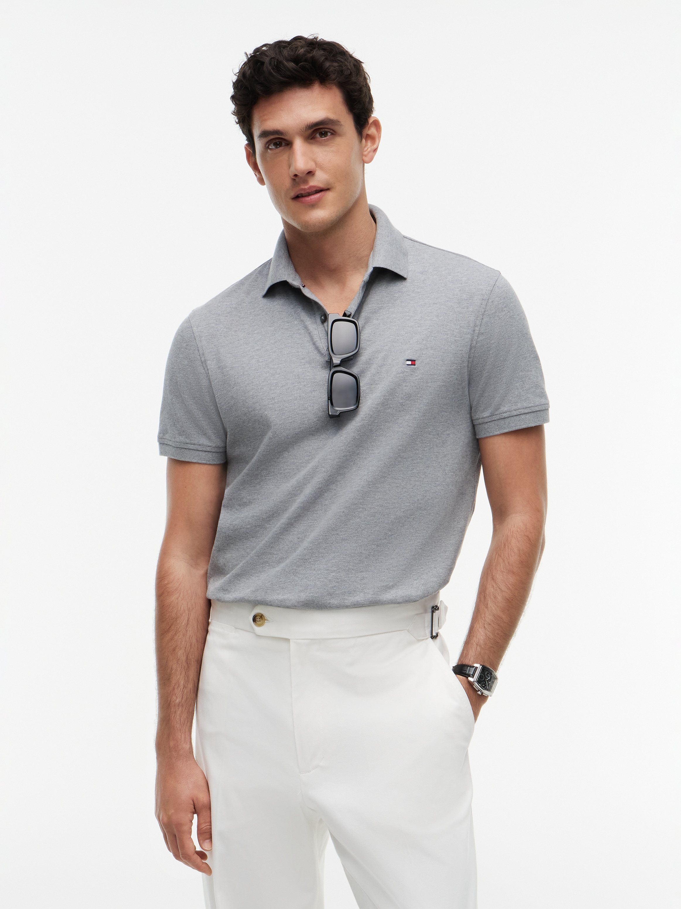 Tommy Hilfiger Poloshirt »1985 REGULAR POLO mit Kontraststreifen und Knopfleiste« unifarben, sportlich, regular fit, Baumwollmix, Polokragen