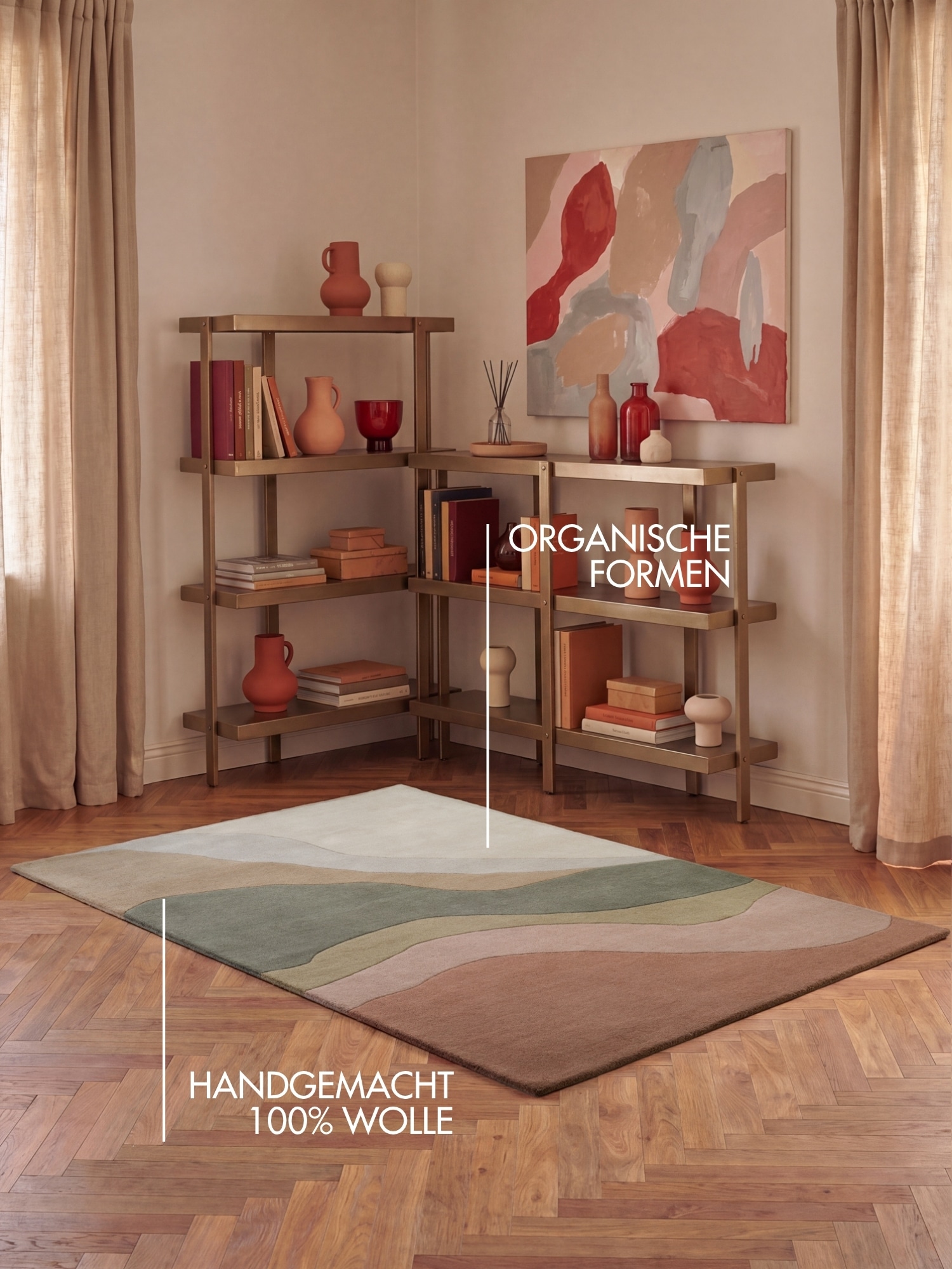 Ted Baker Wollteppich »Flood« rechteckig 17 mm Höhe Wolle, Naturteppich, Handgemacht, Wohnzimmer, Schlafzimmer, Bunt