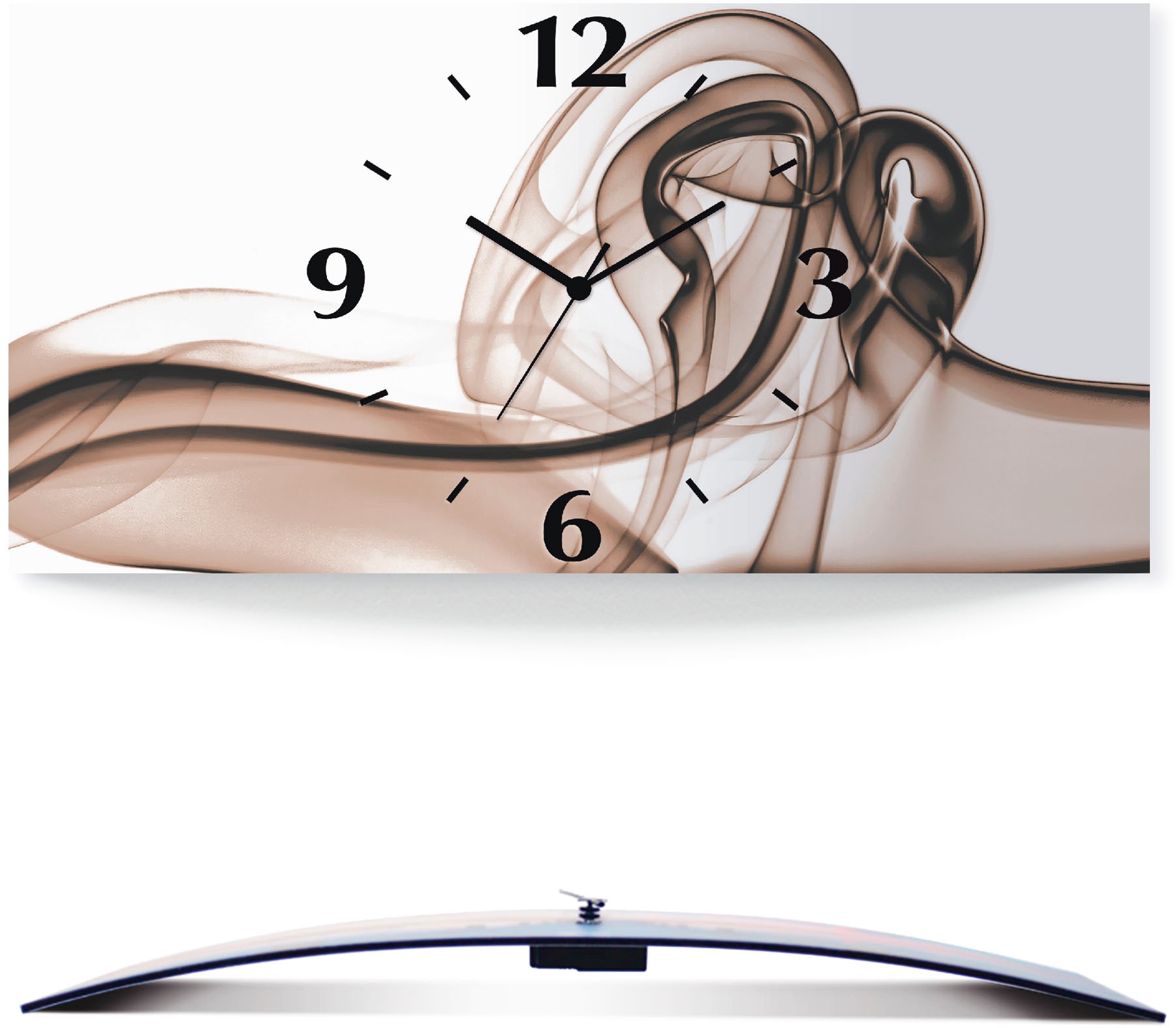 Artland Wanduhr »Aufeinandertreffen Hintergrund- braun«, 3D Optik gebogen, silber-metallic