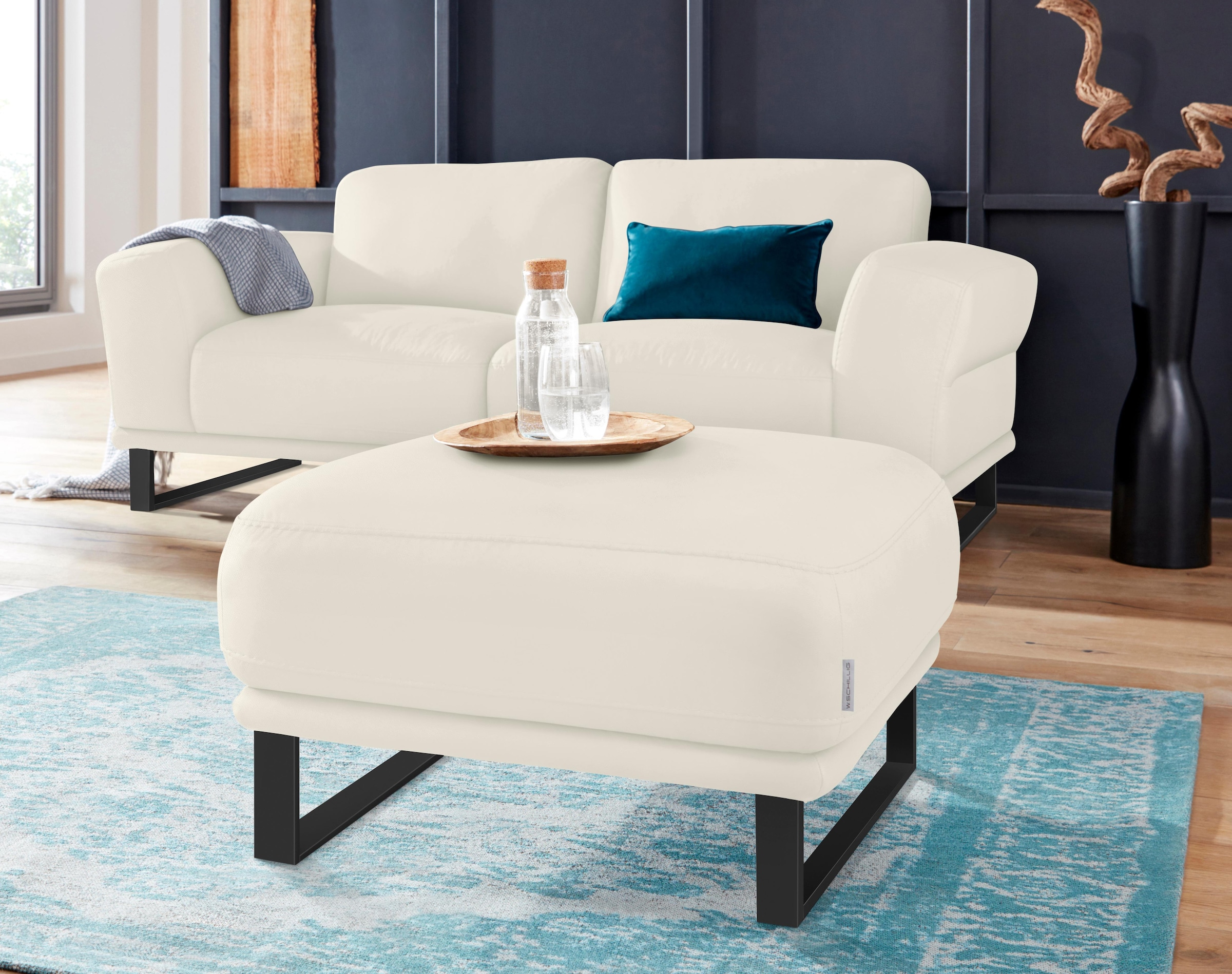 W.SCHILLIG Hocker »montanaa« mit Metallkufen in Schwarz pulverbeschichtet, Breite 71 cm