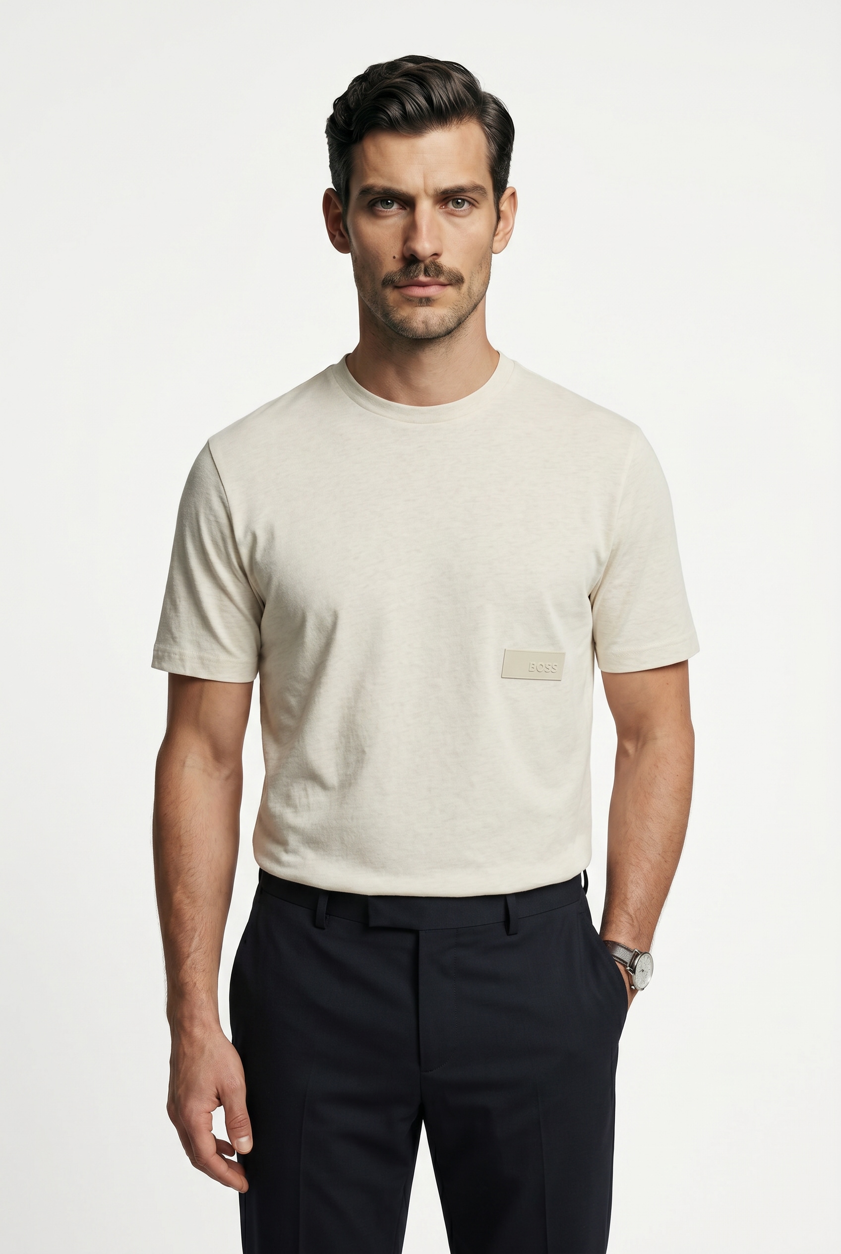 BOSS GREEN T-Shirt »TS Structure« 100% Cotton, Regular Fit, Rundhalsausschnitt