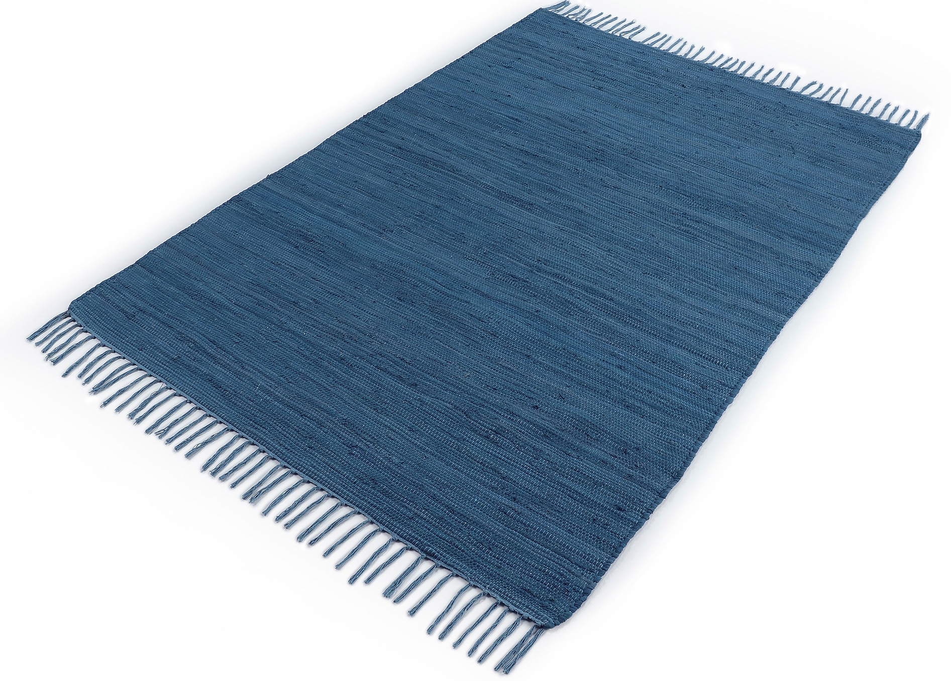carpetfine Teppich »Kelim Chindi uni«, rechteckig, 5 mm Höhe, Wendeteppich, reine Baumwolle, handgewebt, Uni-Farben, mit Fransen