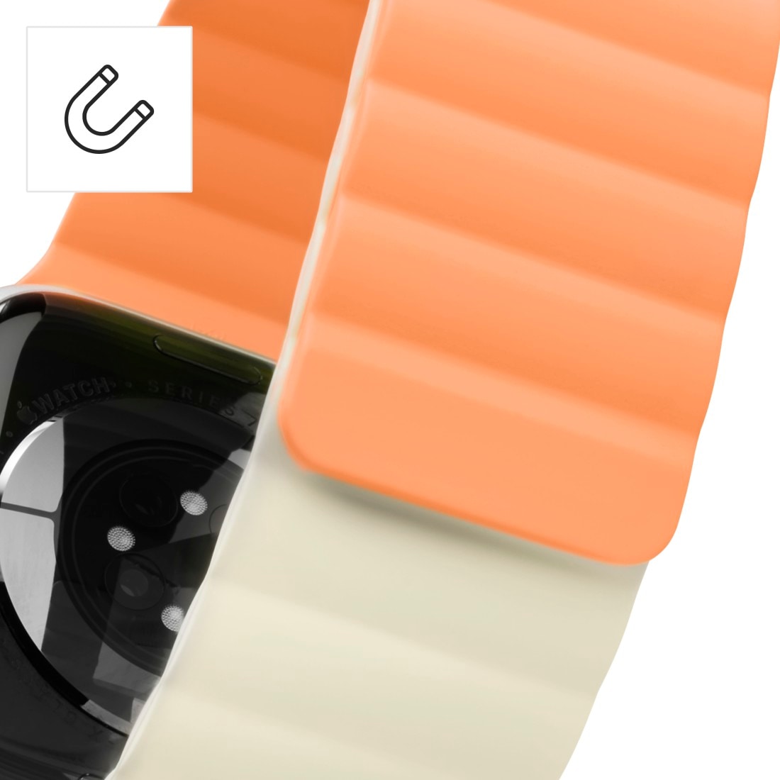 Hama Wechselarmband »Apple Watch Armband mit Magnetverschluss, für Display 42/44/45/49 mm«, Einheitsgröße, nicht klebrig, Silikon-Look