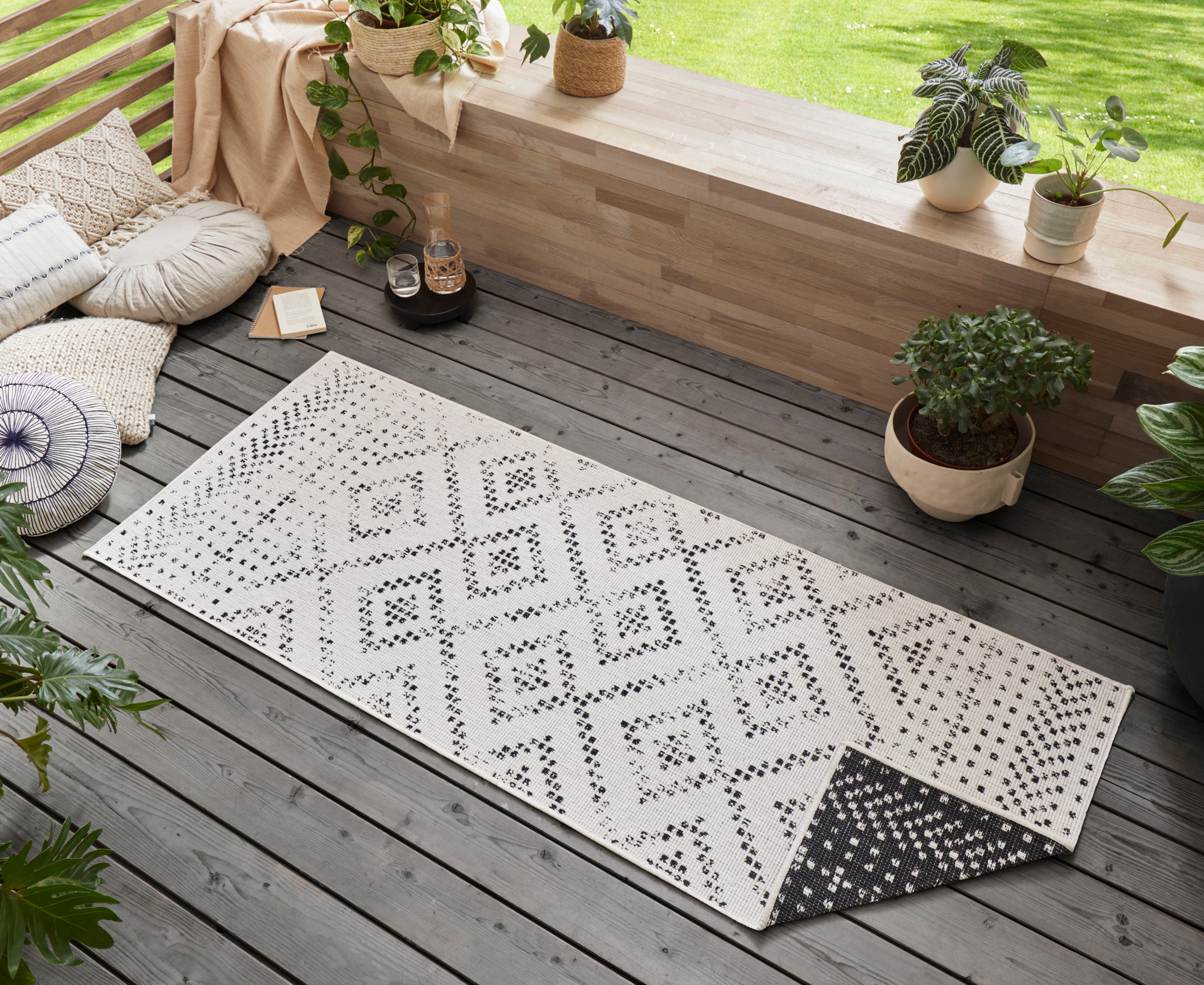 freundin Home Collection Teppich »Olympia«, rechteckig, 5 mm Höhe, In-& Outdoor, Wendeteppich, Wetterfest, Balkon, Garten, Wohnzimmer