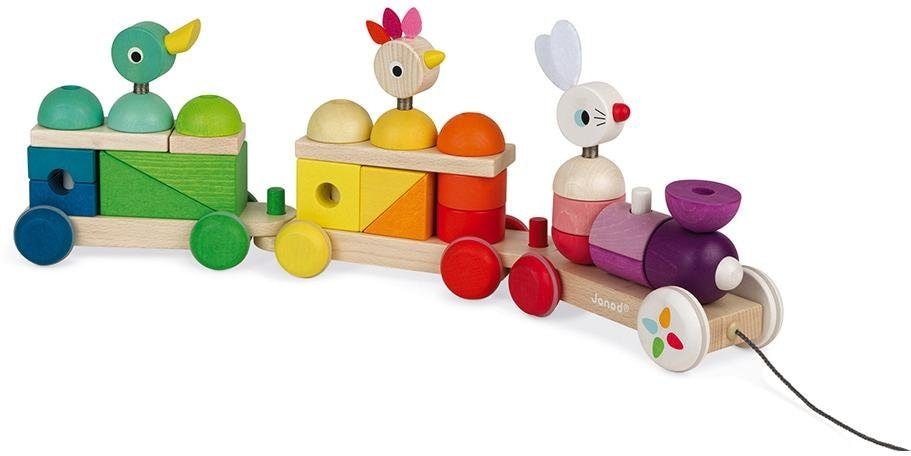Janod Spielzeug-Eisenbahn »Zigolos Nachziehzug Hase, Huhn und Ente groß«, FSC®- schützt Wald - weltweit