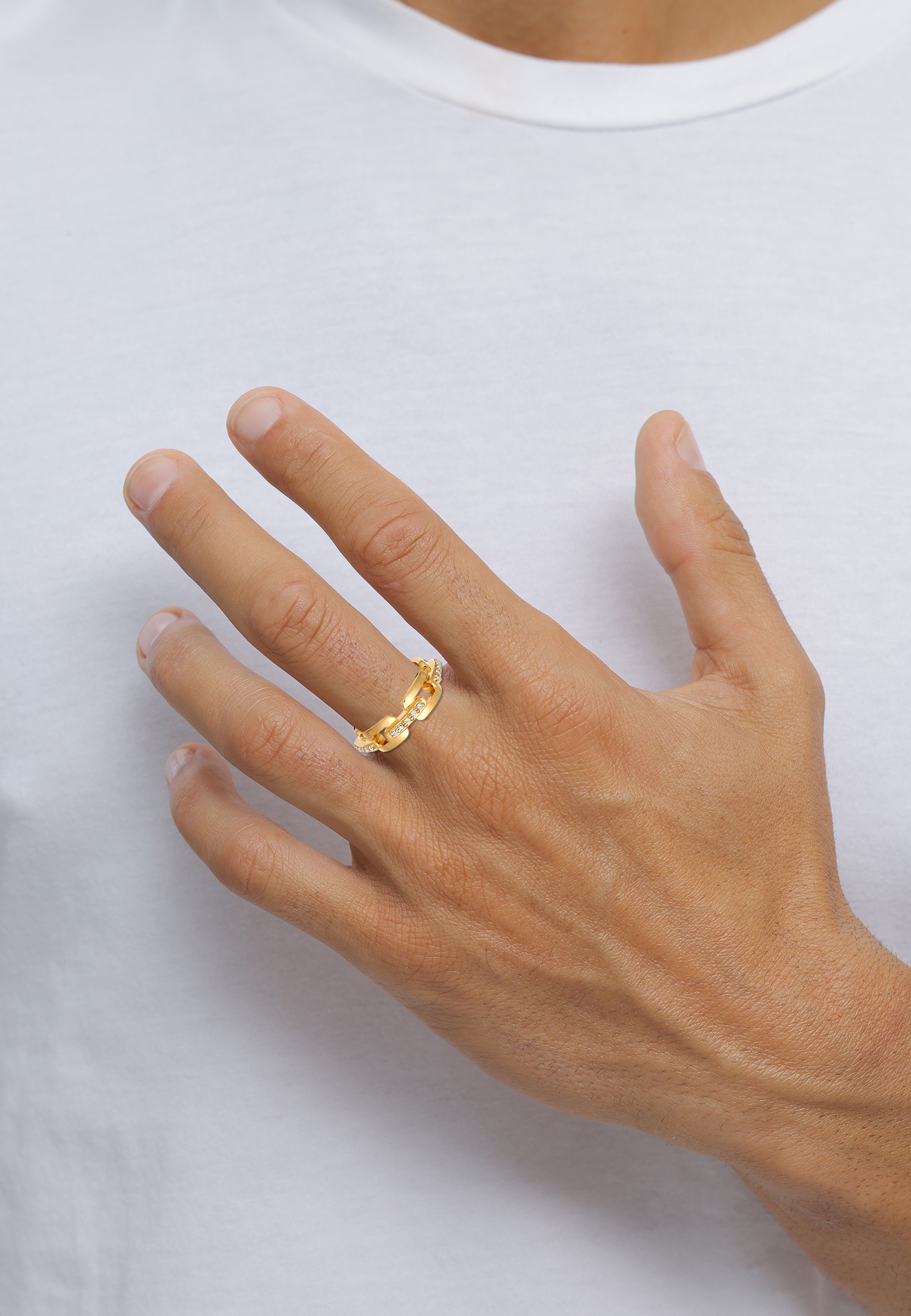 Kuzzoi Silberring »Ring Ketten Glieder Zirkonia Weiß 925 Sterling Silber«