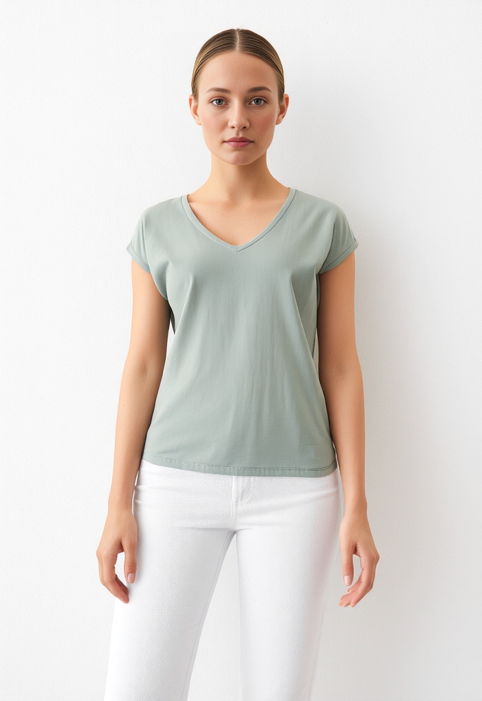 Vero Moda V-Shirt »VMFILLI SS V-NECK TEE GA NOOS« Materialmix, relaxed fit