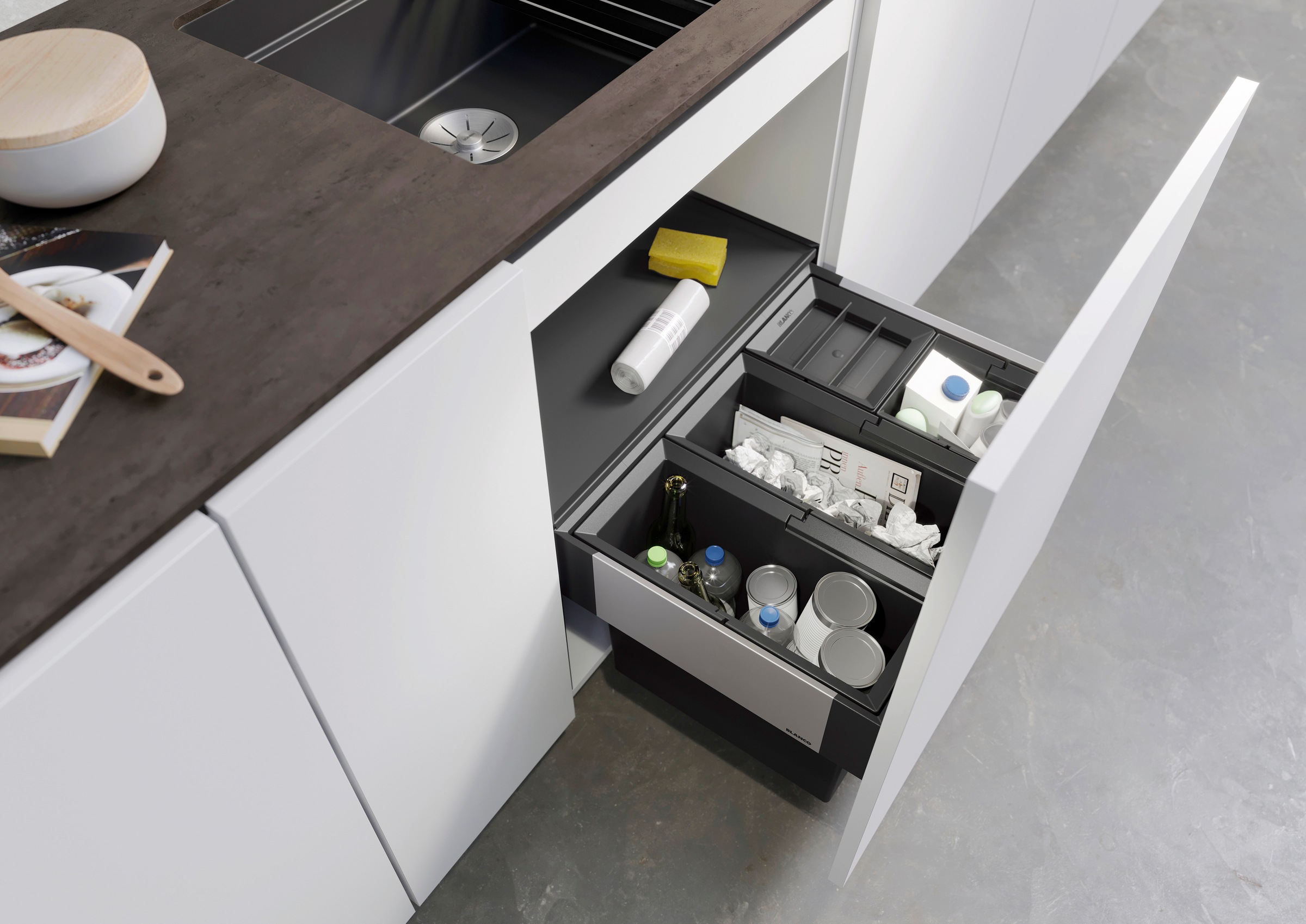 Blanco Mülltrennsystem »Select II 60/4«, 4 Behälter, Kunststoff, Stahlblech, 600 mm Untermass