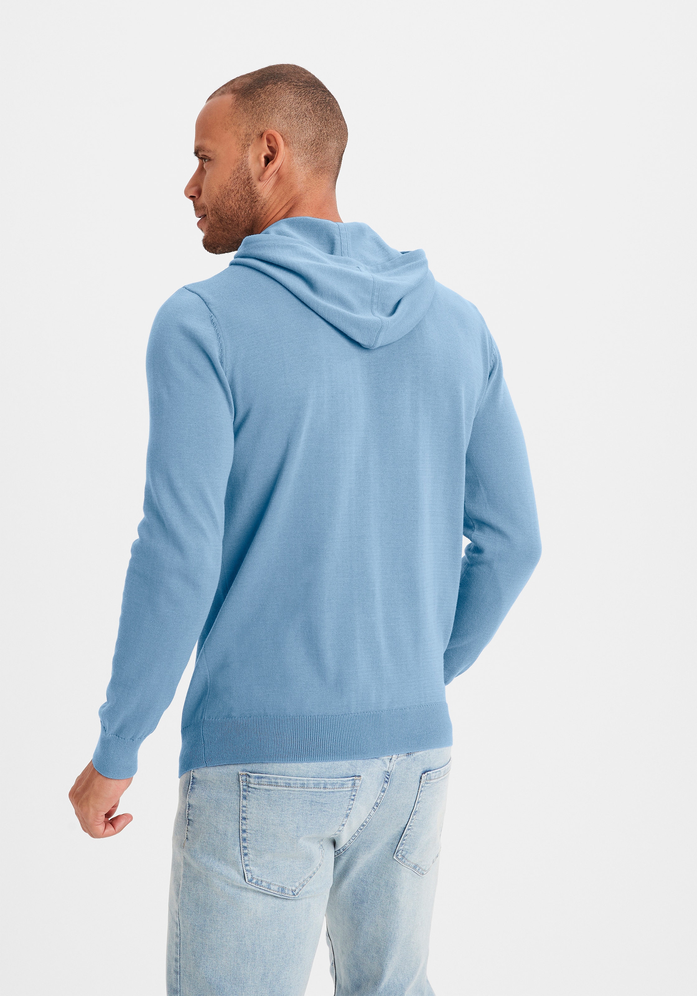 H.I.S Hoodie », Strickpullover mit Kapuze«, Feinstrick aus pflegeleichter Baumwollmischung