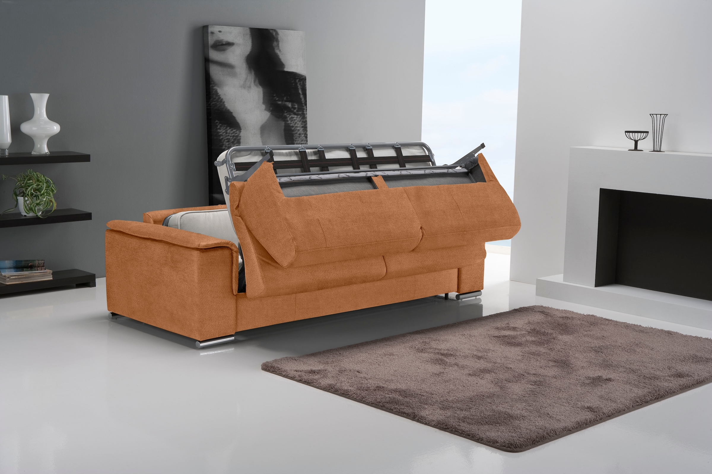 Egoitaliano Schlafsofa »Cecilia, modern & elegant, erstklassiger Sitzkomfort, Dauerschläfer« inkl. Matratze und hochwertigem Metallbettrahmen, toller Schlafkomfort