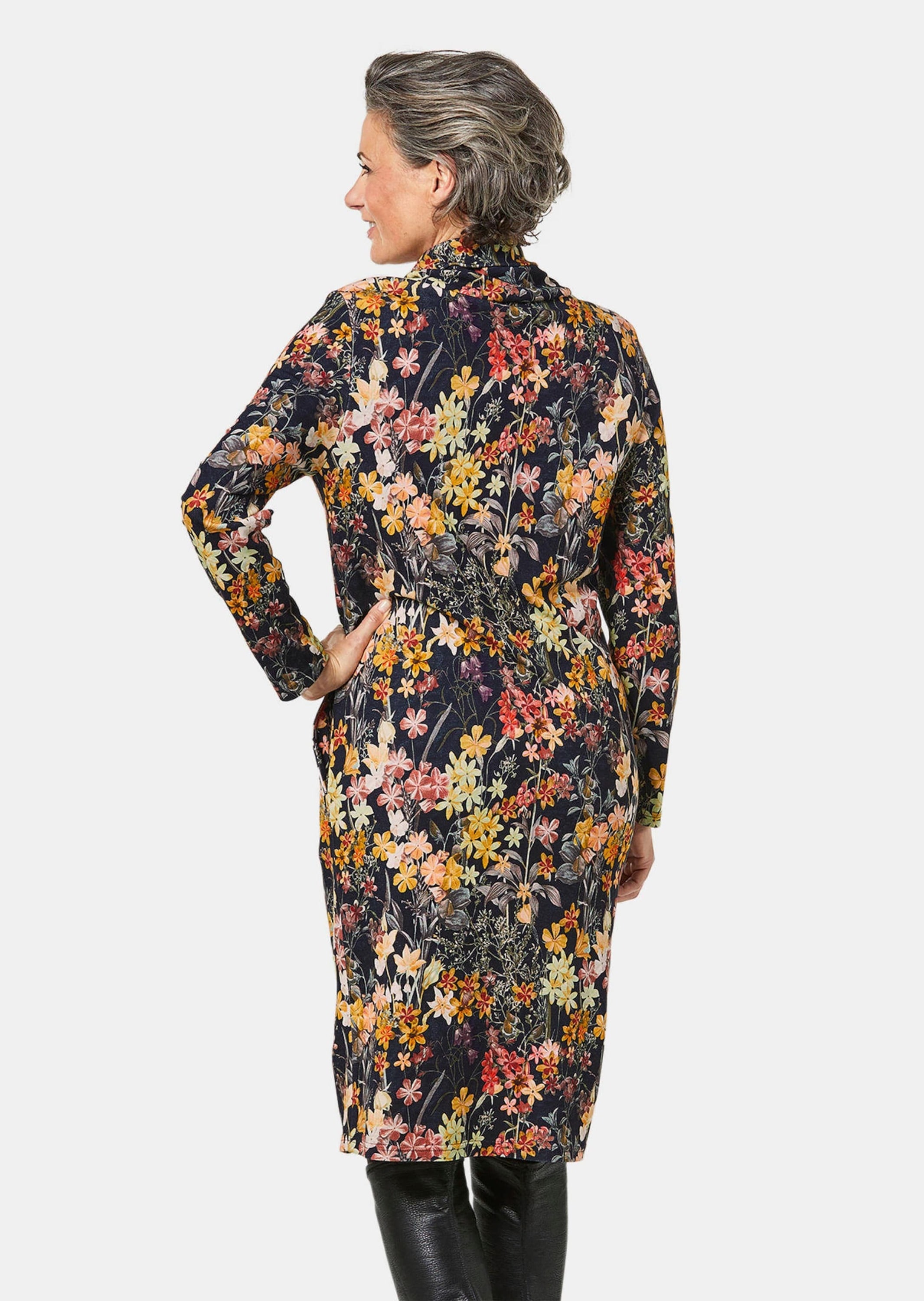GOLDNER Druckkleid »Kleid Druckkleid mit halsfernem Rollkragen«