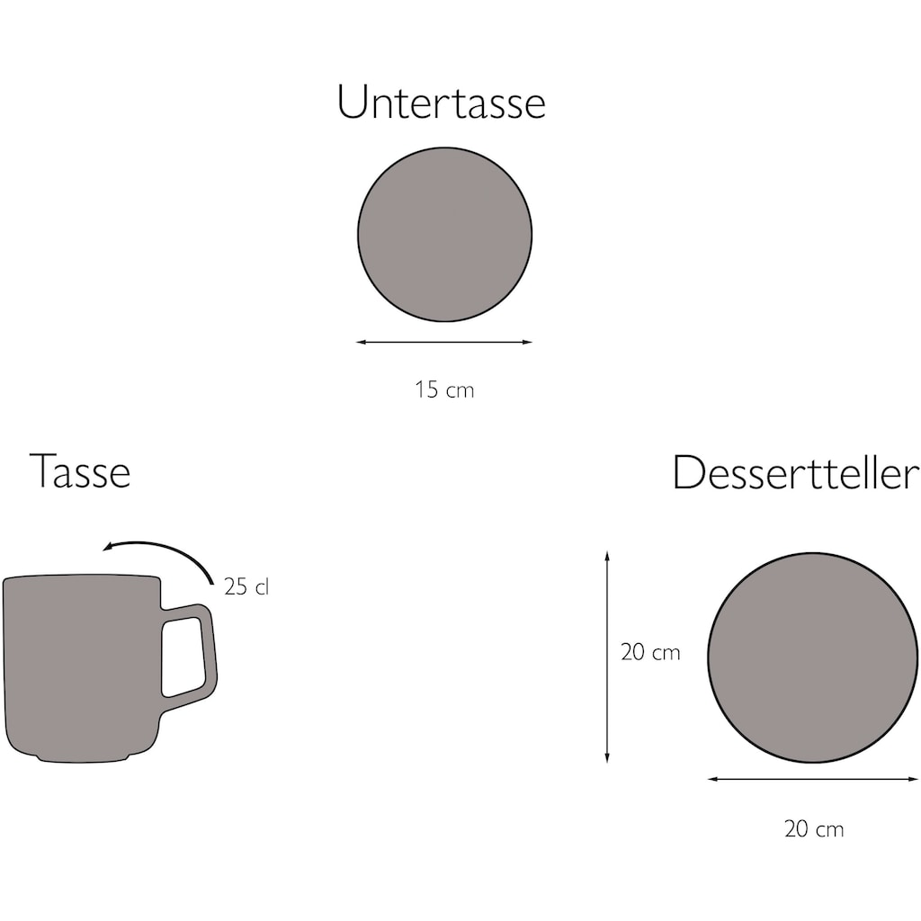 CreaTable Kaffeeservice »Chef Collection«, (Set, 18 tlg., Kaffeegeschirr für 6 Personen)