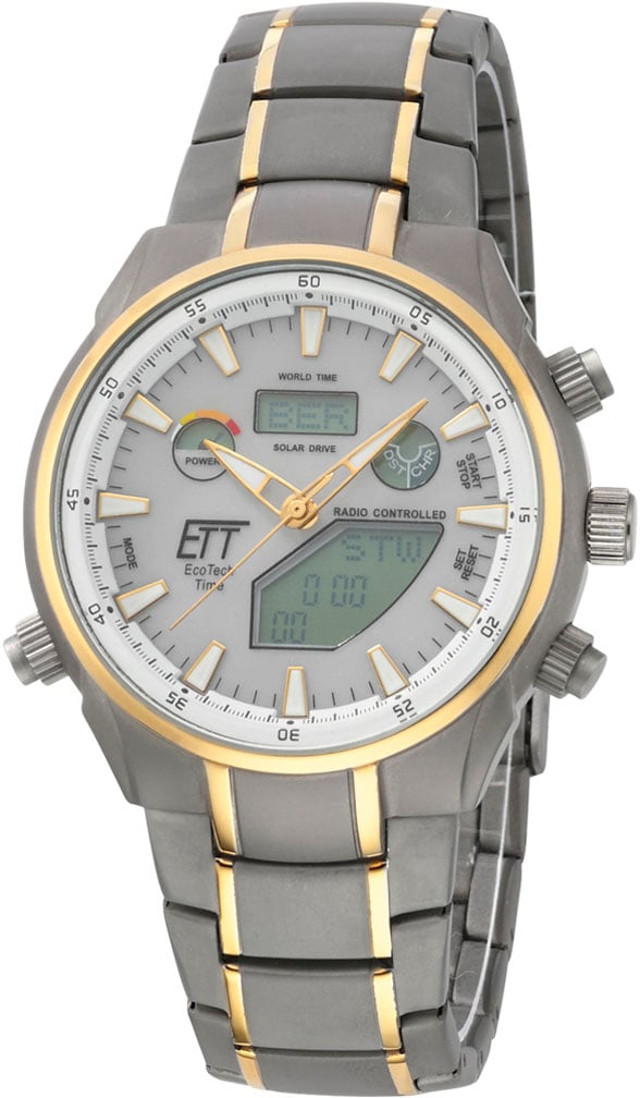 ETT Funk-Multifunktionsuhr »Aquanaut World Timer, EGT-11336-40M«, Armbanduhr, Herrenuhr, Datum, Solar