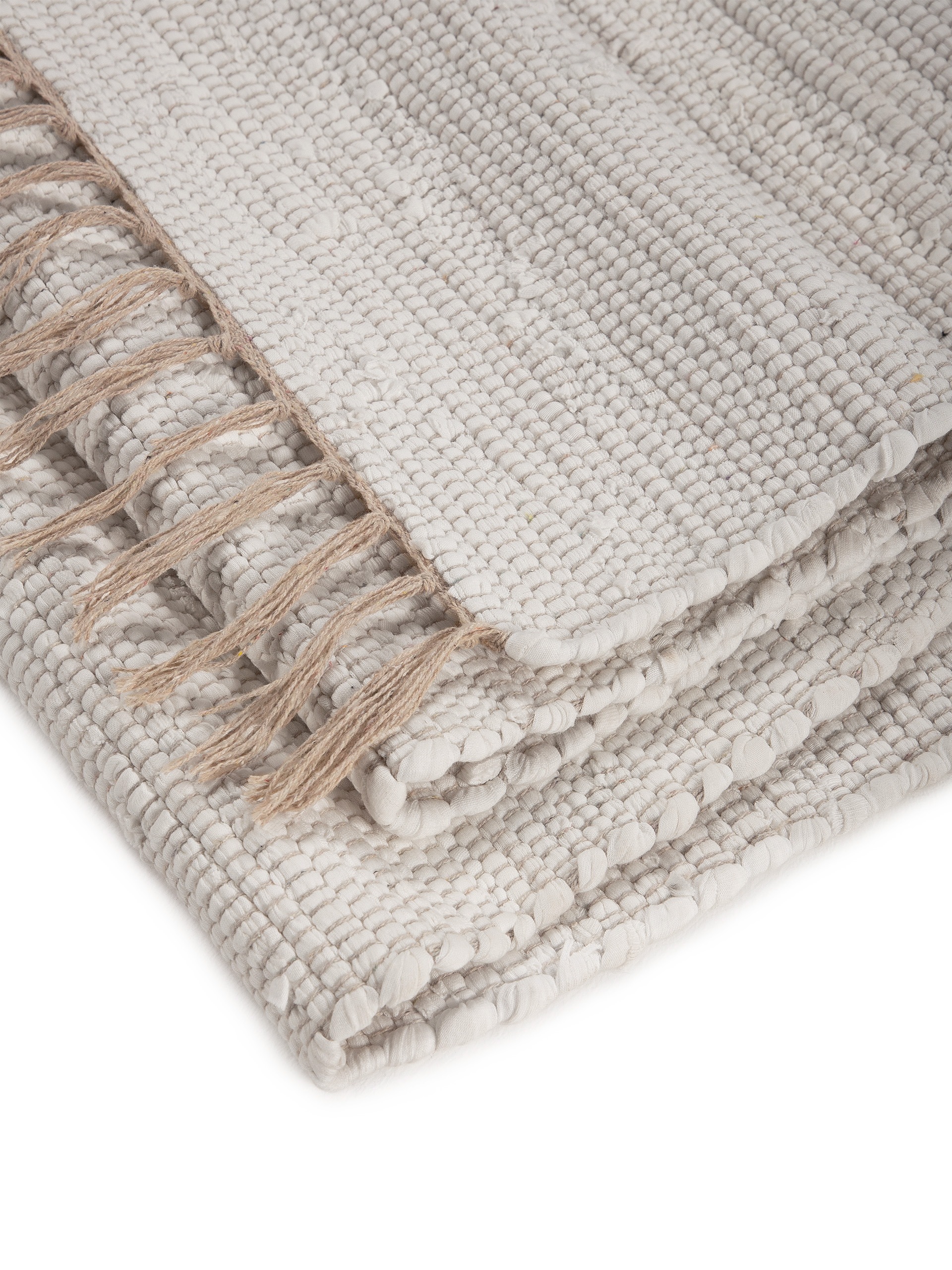 carpetfine Teppich »Kelim Chindi uni«, rechteckig, 5 mm Höhe, Wendeteppich, reine Baumwolle, handgewebt, Uni-Farben, mit Fransen