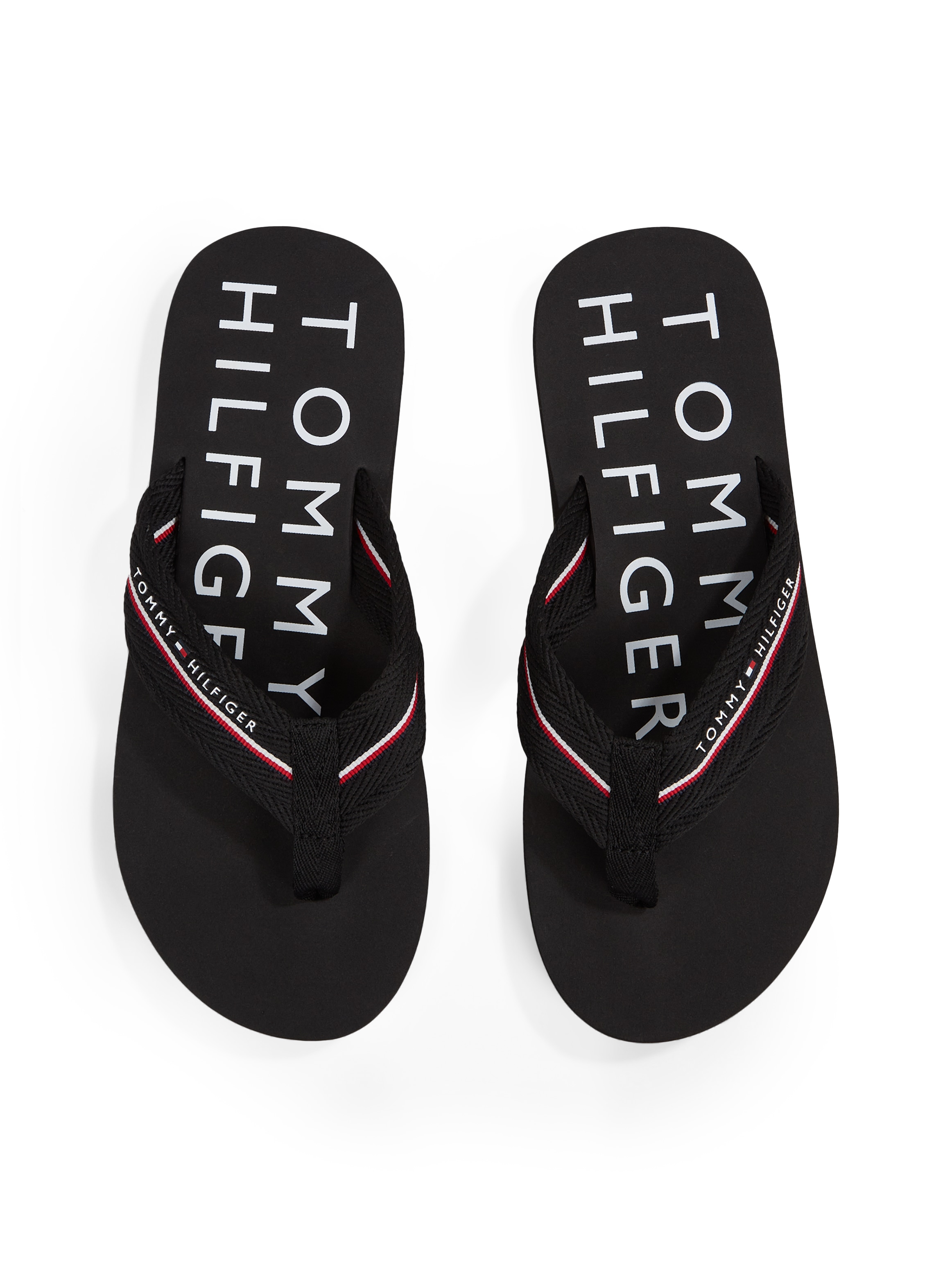 Tommy Hilfiger Zehentrenner »TOMMY HILFIGER WEB BEACH SANDAL«, Sommerschuh, Badeschuh mit Logoschriftzug