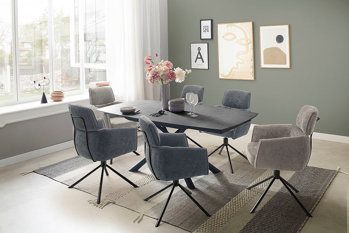 MCA furniture Esstisch »NICOSIA Vierfußtisch 130-190 cm«, (Einzelstück), Keramik, Metall, Rotationsauszug, ausziehbar, Tischplatte 11 mm