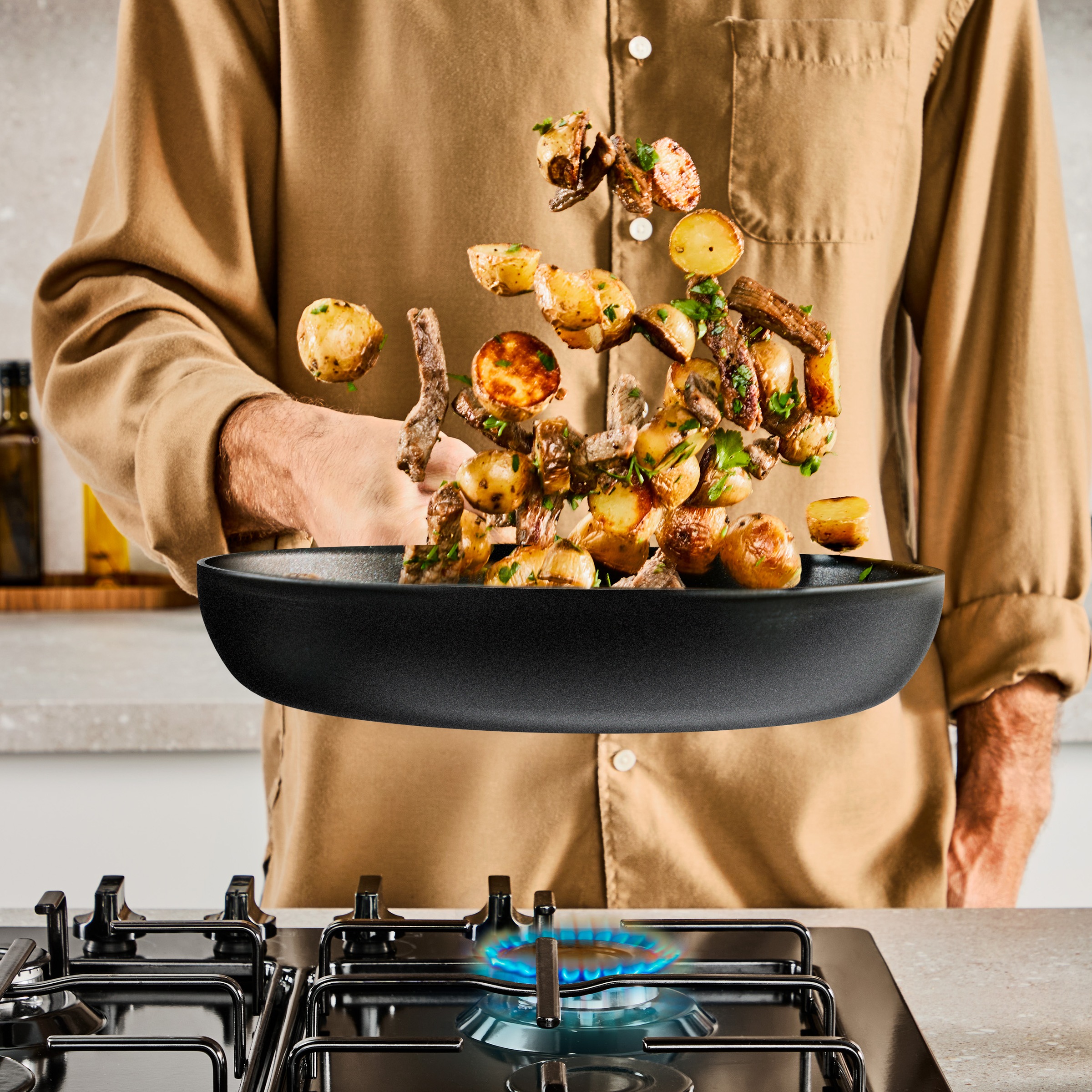 Tefal Wok »Excell'Cook« Aluminium 1 tlg. leistungsstarke Antihaftbeschichtung, Induktion, metallspatelsicher