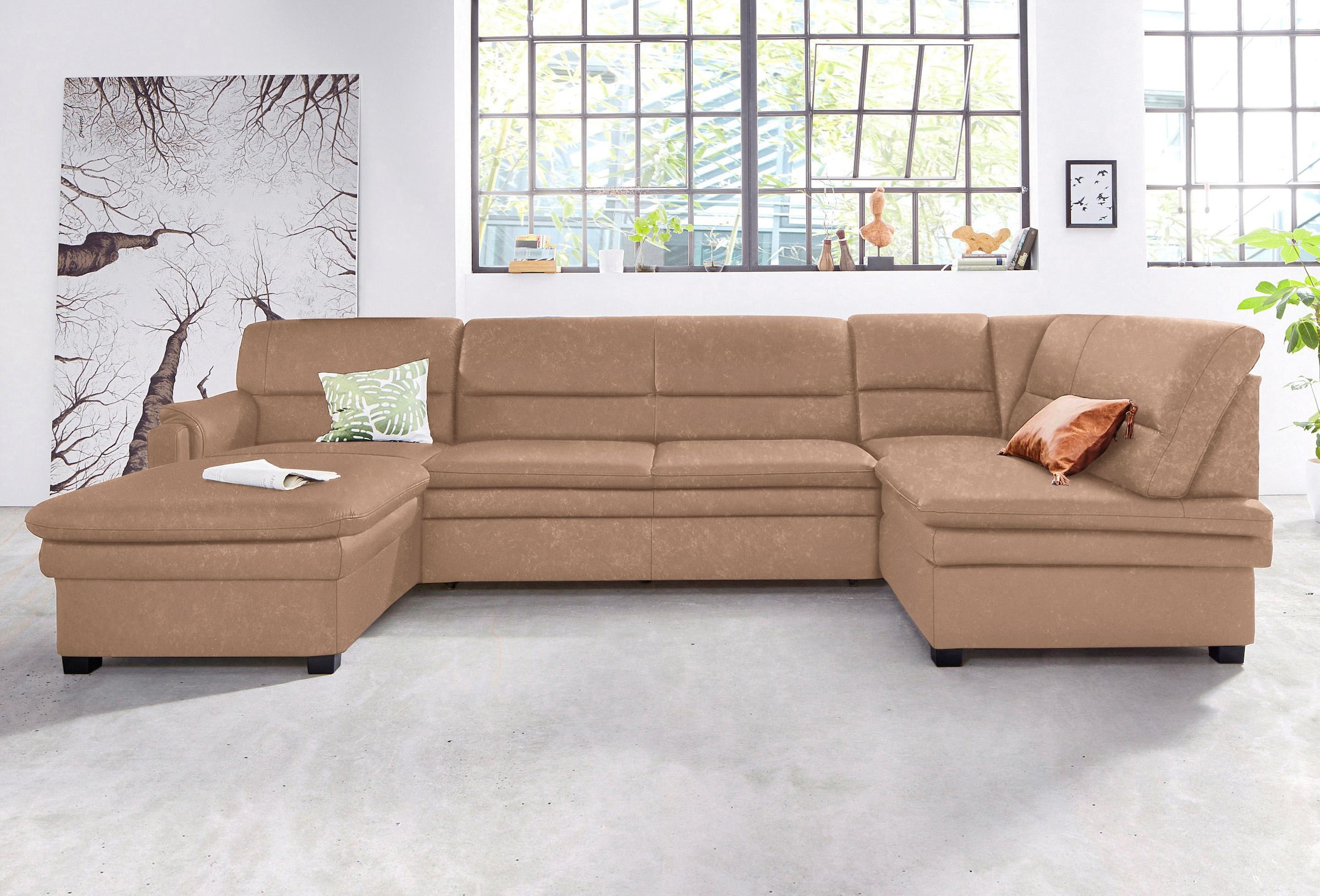 sit&more Wohnlandschaft »Pisa U-Form« mit Federkern, wahlweise mit Bettfunktion