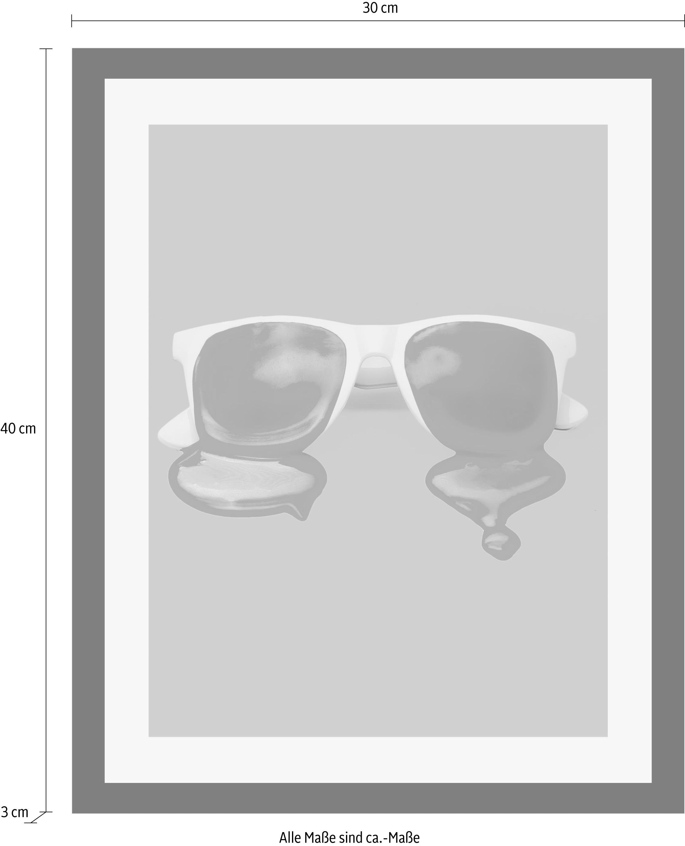 queence Bild »Brille« Humor | Kunst HD Premium Poster-Druck inkl. Holzrahmen