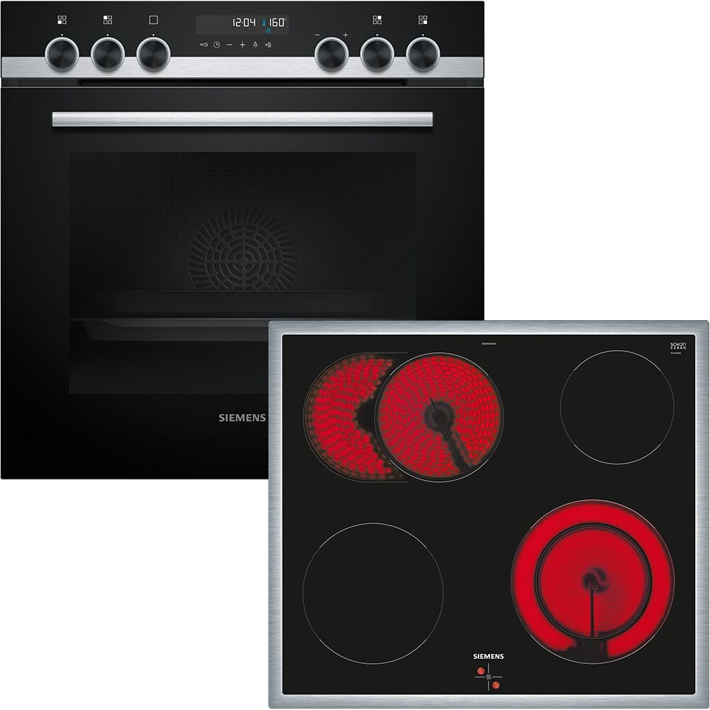 Siemens Elektro-Herd-Set »HE578BBS3« mit Backwagen Backwagen mit ausziehbarer Tür für bequemes Kochen & Backen in grau, Größe 0