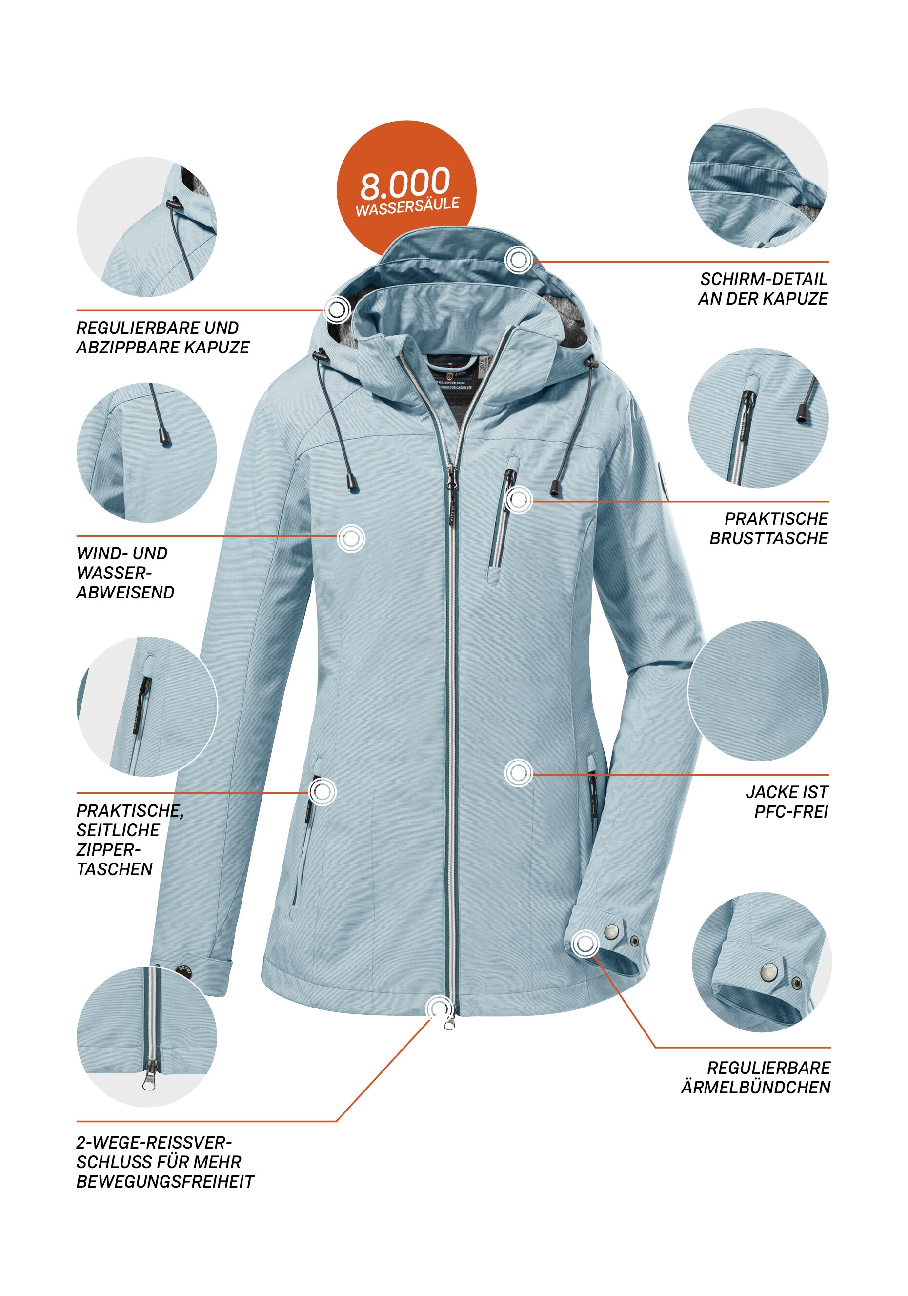 G.I.G.A. DX by killtec Softshelljacke »GS 32 WMN SFTSHLL JCKT«, Softshelljacke: wasserabweisend, abnehmbare Kapuze, viele Taschen