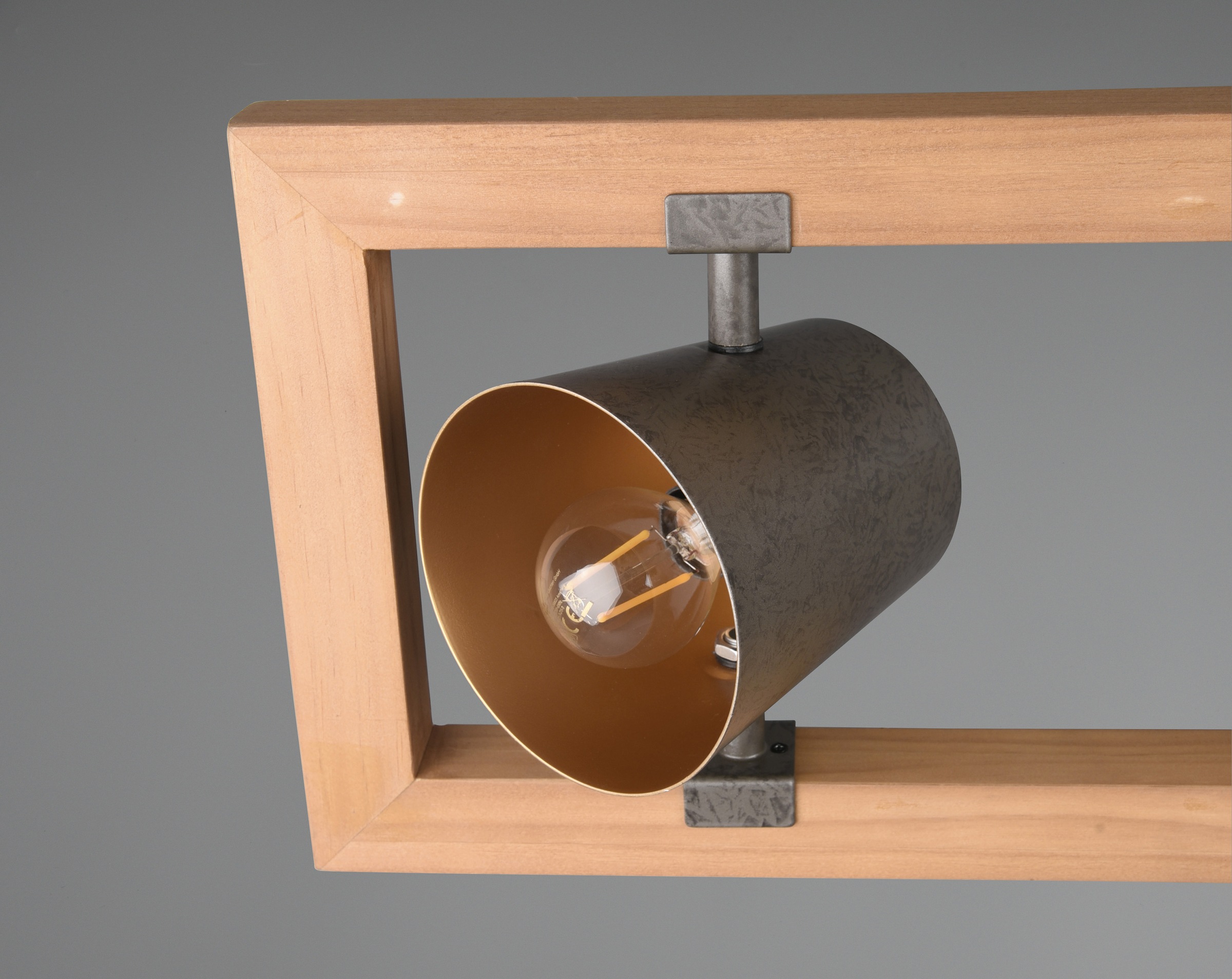 TRIO Leuchten Pendelleuchte »Bell«, 4 flammig-flammig, aus Holz mit Schirmen in Glocken-Design / Schirme nickel antik Optik