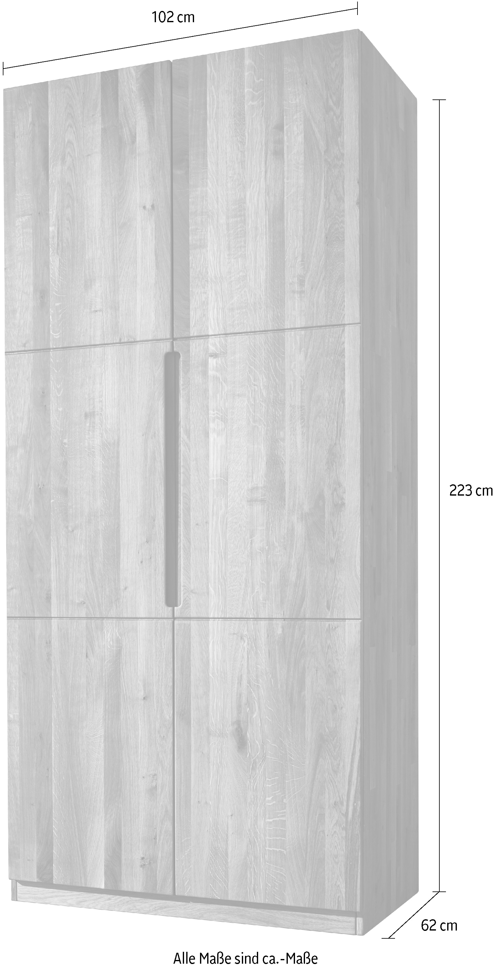 Home affaire Kleiderschrank »Azelie, aus Wildeiche« Massivholz-Kleiderschrank, im 50 cm Raster planbar