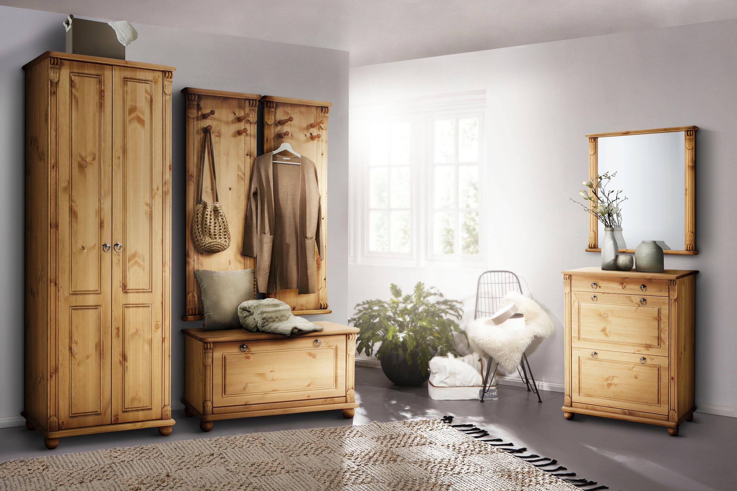 Home affaire Garderobenpaneel »Tessin«, aus massiver Kiefer (2er Set)
