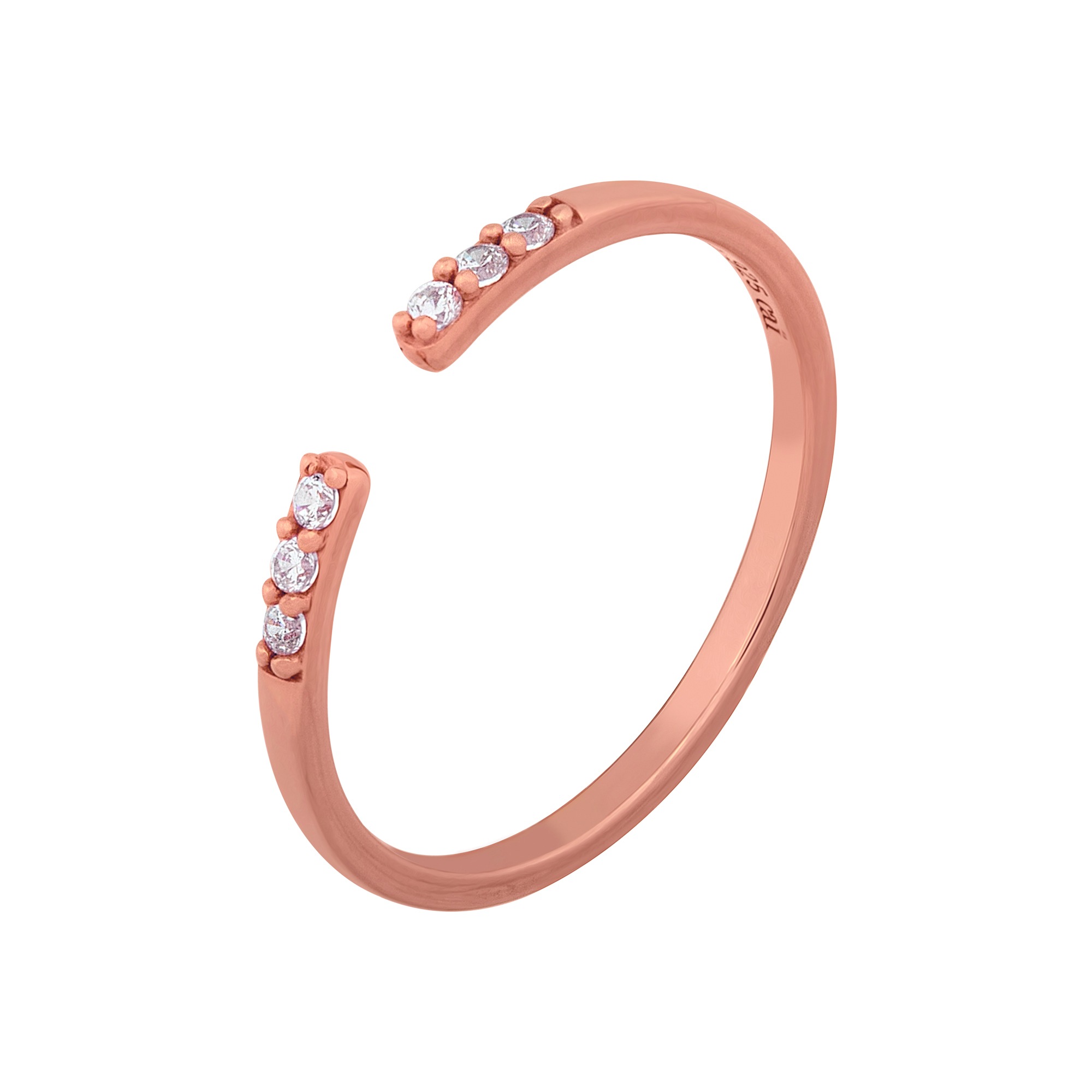 CAÏ Fingerring »925/- Sterling Silber rosévergoldet offen Zirkonia«, Ring