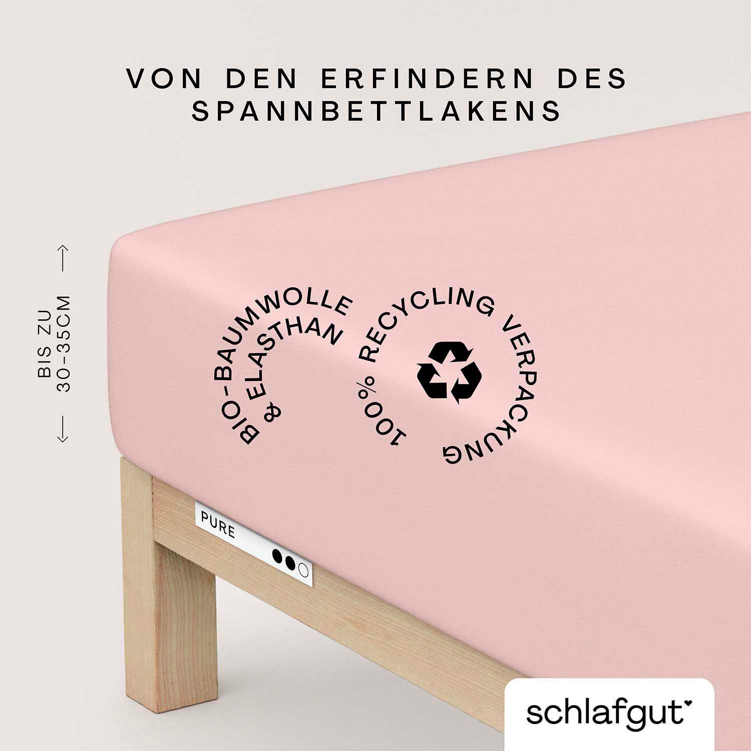 Schlafgut Spannbettlaken »PURE Bio-Baumwolle mit Elasthan, dehnbar blickdicht, straff, Bettlaken«, PREMIUM Laken für Matratzen bis 30cm Höhe, in 90x200, 140x200, 180x200