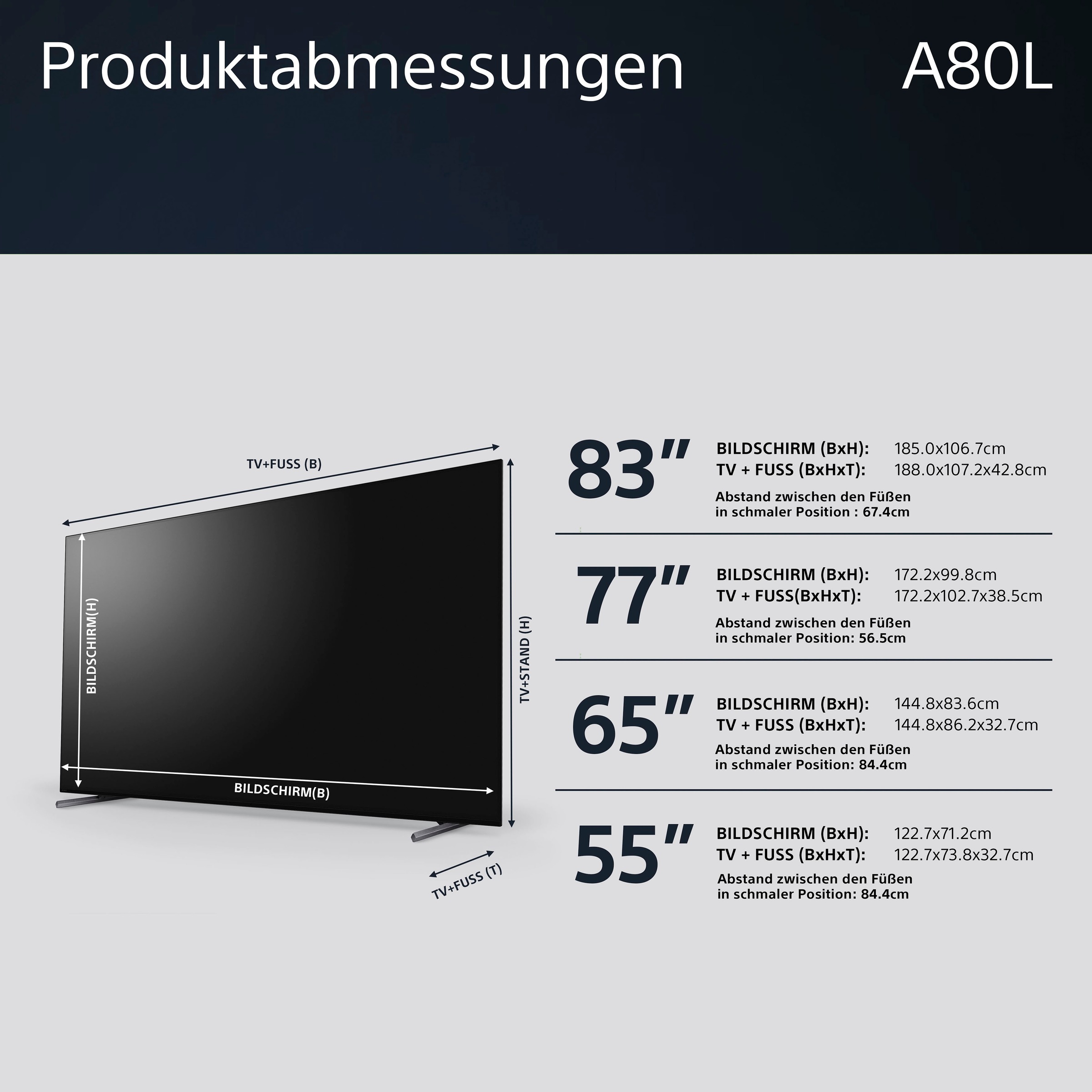 Sony OLED-Fernseher »XR-83A80L«, 4K Ultra HD, Google TV-Smart-TV-Android TV, Smart-TV, TRILUMINOS PRO, BRAVIA CORE, mit exklusiven PS5-Features