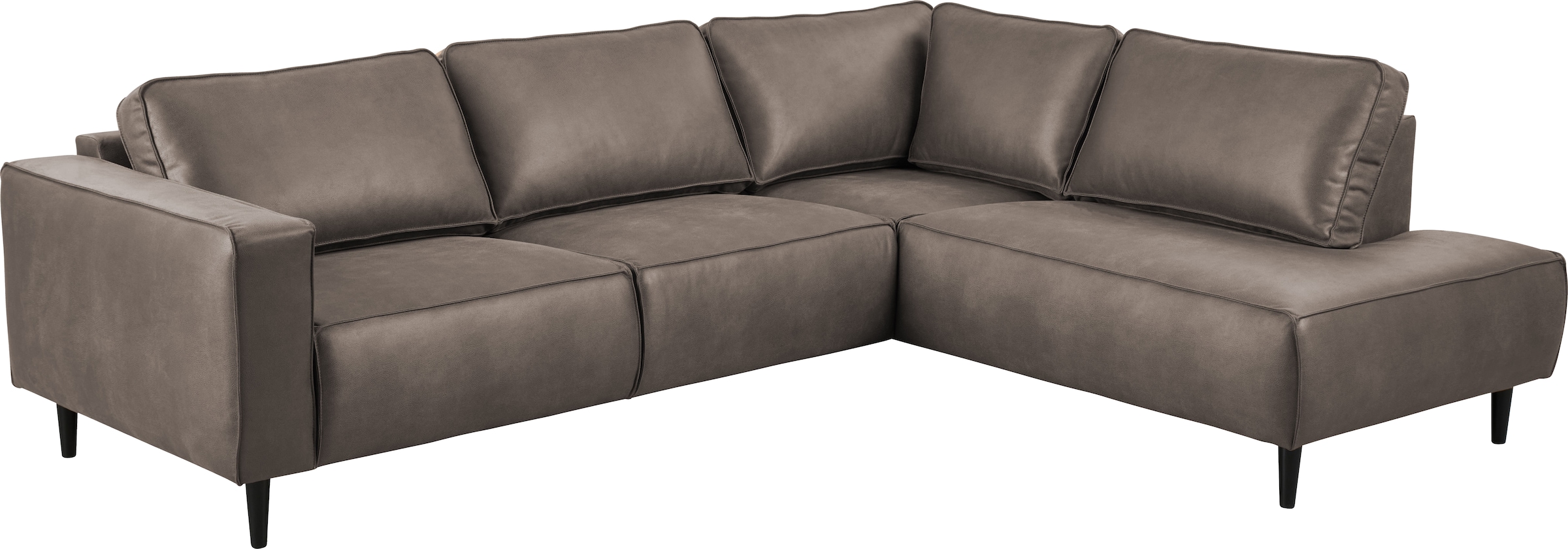 Places of Style Ecksofa »Fumone, Lederoptik oder Soft-Touch Chenille«, Breite 260, mit schwarzen Massivholzfüßen