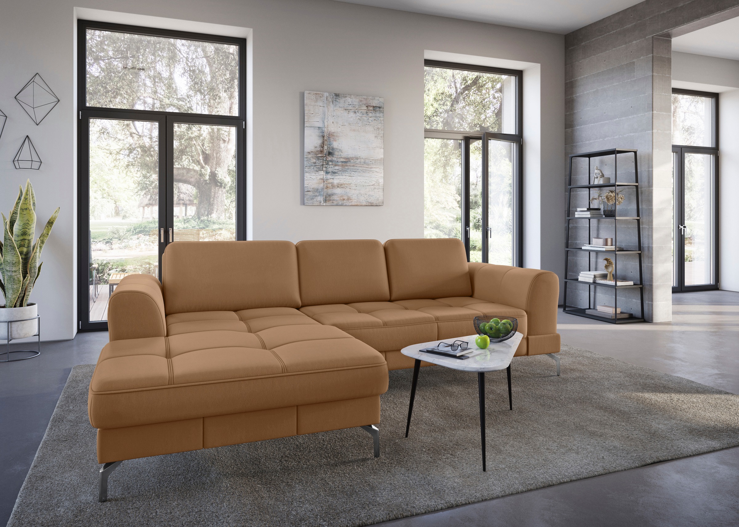 sit&more Ecksofa »Bendigo L-Form« inklusive Sitztiefenverstellung, Bodenfreiheit 15 cm, 2 Fußfarben