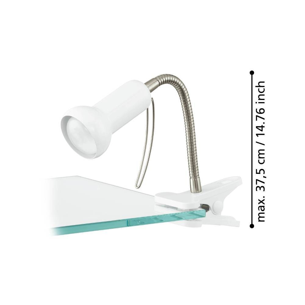 EGLO Klemmleuchte »FABIO Klemmspot, weiß, exkl. Leuchtmittel E14, mit Klemme, Büro«, 1 flammig, Leuchtmittel E14 | Leuchtmittel wechselbar-ohne Leuchtmittel, Klemmlampe, Leselampe, Schalter, flexibler Leuchtenhalts, Höhe: 30cm
