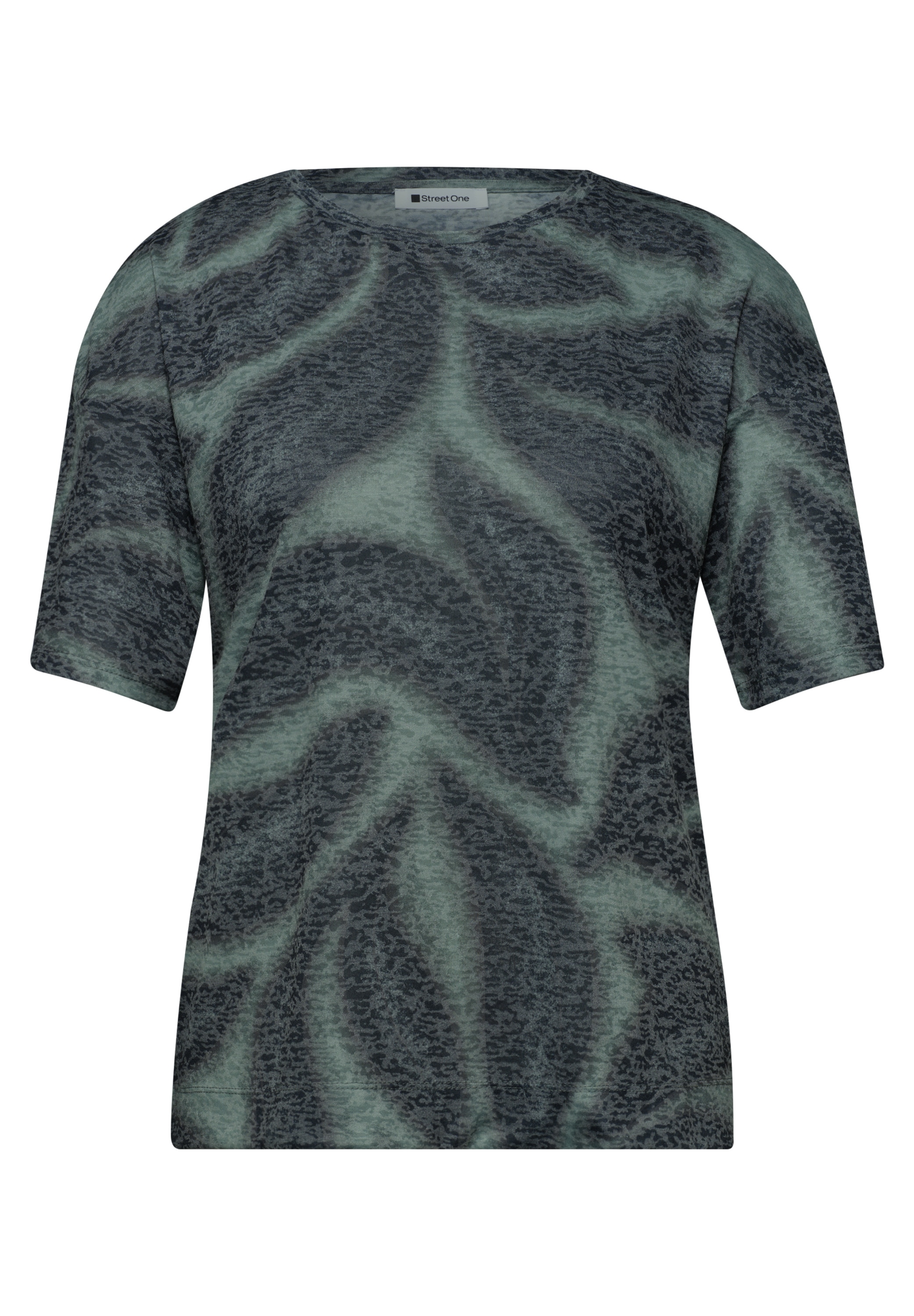 STREET ONE Kurzarmshirt Sommershirt im Ausbrenner-und Leo-Look
