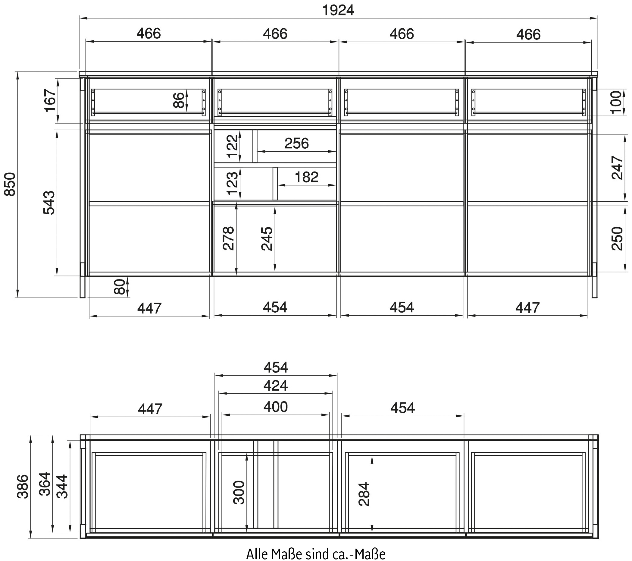 Home affaire Sideboard »Stranda, moderner Schrank, Kommode im Scandi-Style, 198 cm breit«, elegante Rahmenoptik, ausreichend Stauraum, vielseitig einsetzbar