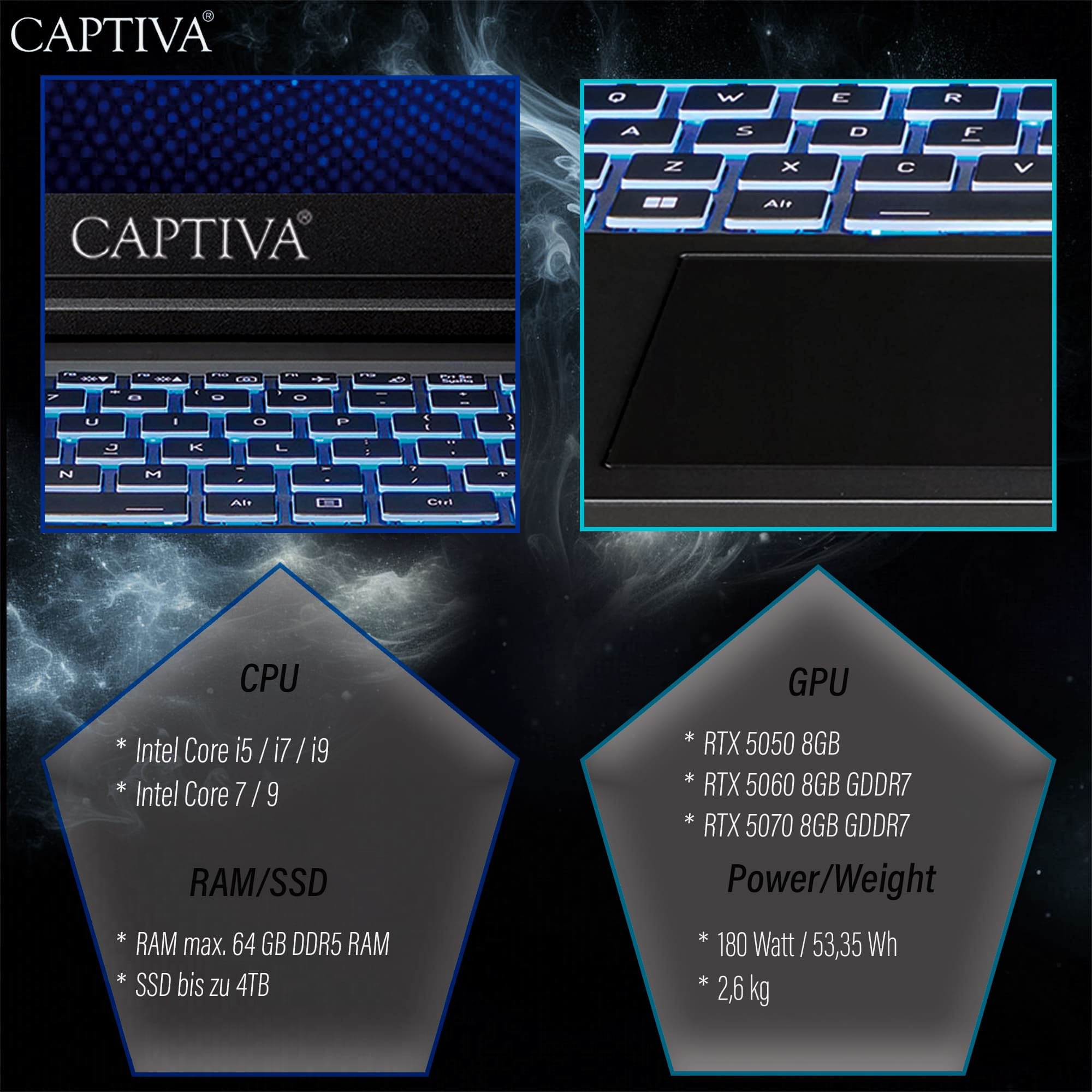 CAPTIVA Gaming-Notebook »Entry Gaming I10-1126GE« 43,9 cm / 17,3 ″ Intel Core i7 GeForce RTX 5060 2.000 GB SSD