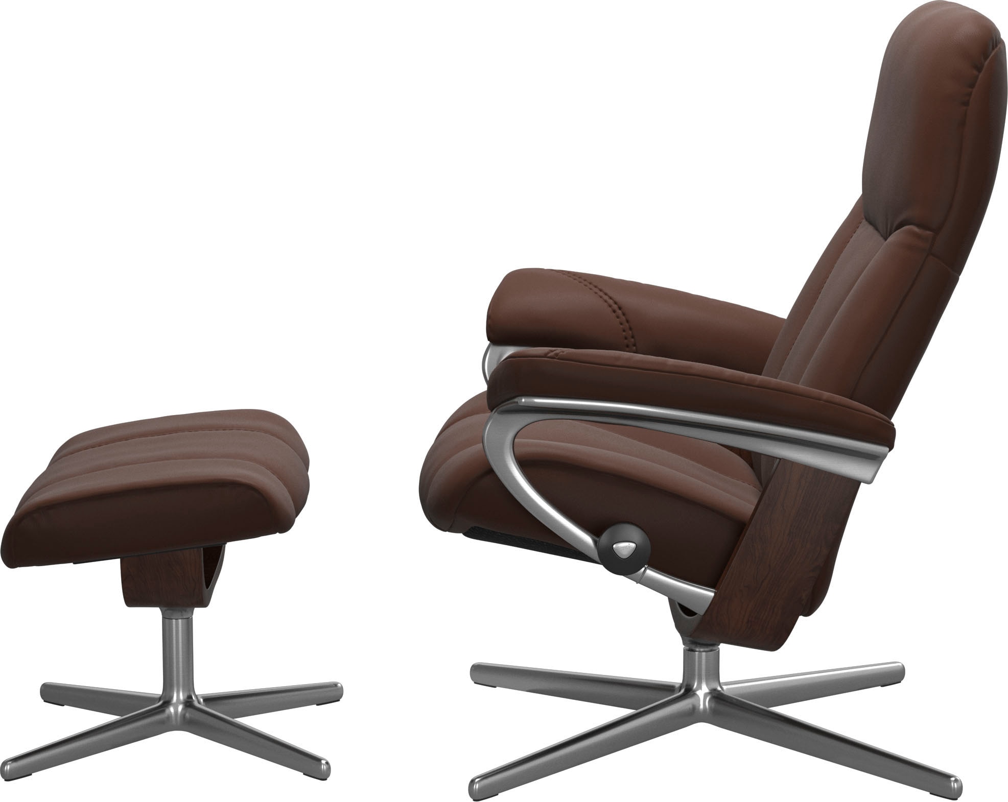 Stressless® Relaxsessel »Consul« Set, Relaxsessel mit Hocker,  mit Hocker, mit Cross Base, Größe S, M & L, Holzakzent Braun