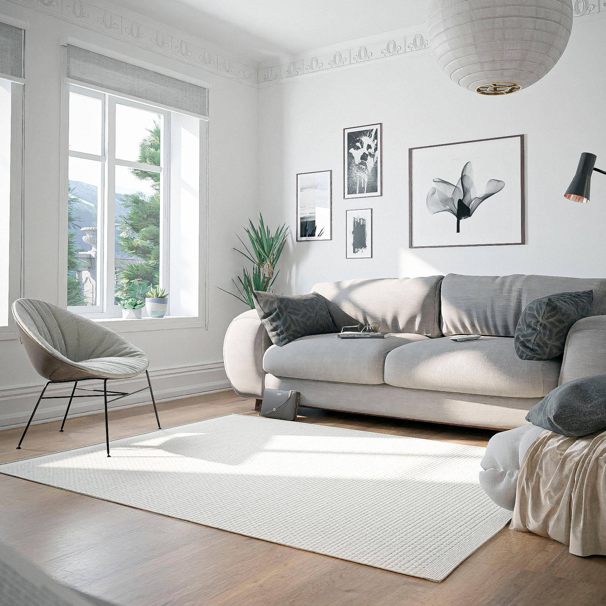 Otto Home Wollteppich »Woolscape 1« rechteckig 10 mm Höhe Wendeteppich, handgewebte Qualität, Uni, reine Wolle, Wohnzimmer in beige