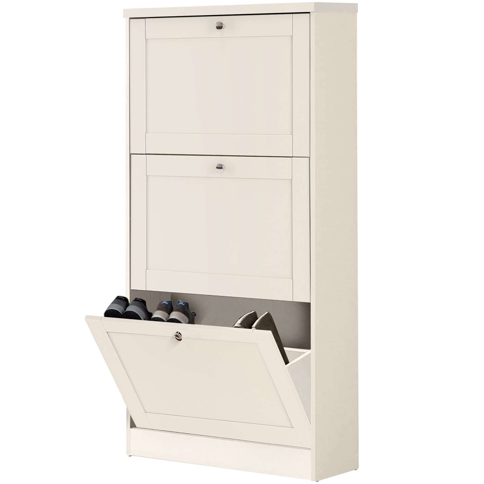 OTTO home Schuhschrank »Heide« Breite 70 cm, mit 3 Klappen und Facettenfront, Höhe ca. 130 cm