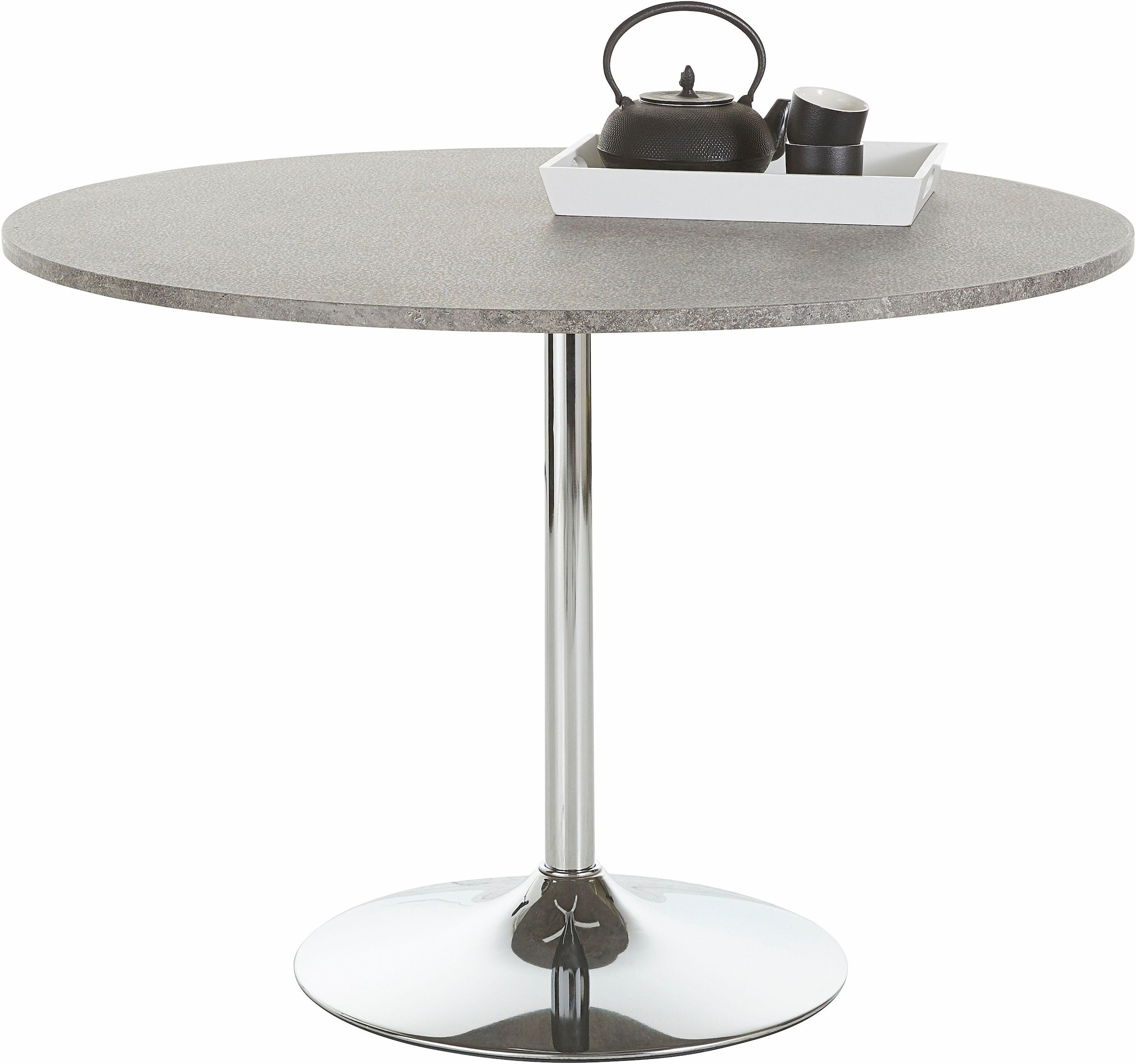 Esstisch »Trompet«, rund, Ø110 cm, Tischplatte weiß Hochglanz, Trompetenfuß, Tulpentisch