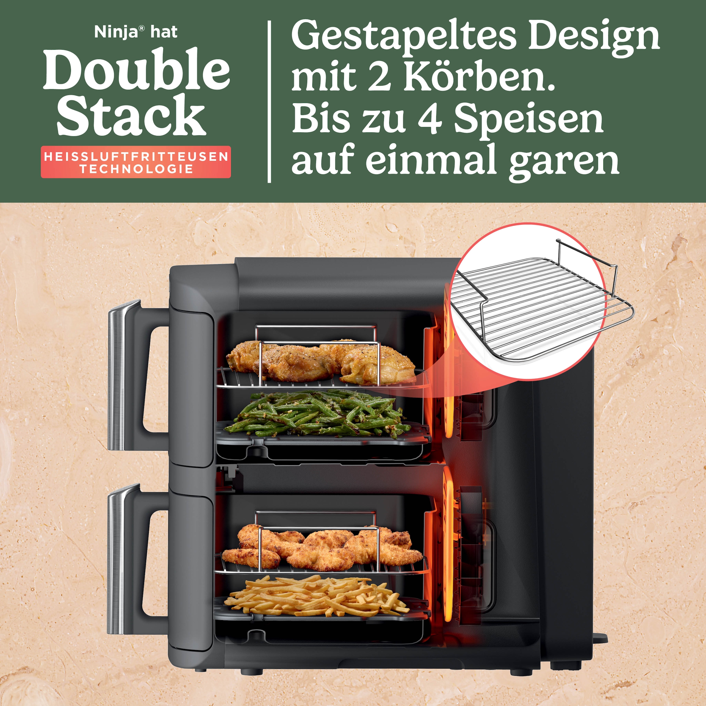 NINJA Heißluftfritteuse »SL400EU Double Stack XL«, 2470 W