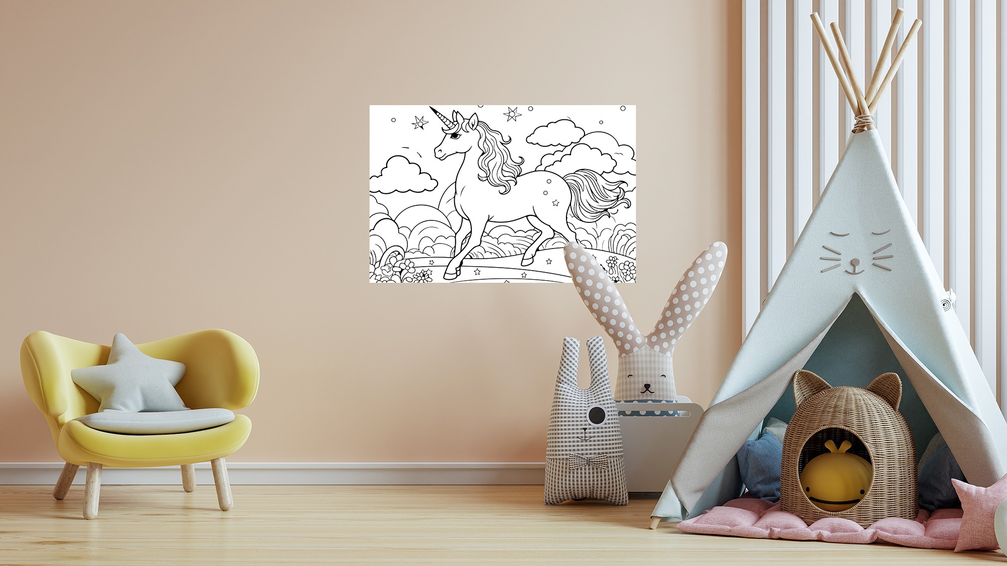 queence Wandsticker »Einhorn auf Blumenwiese«, (1 St.), DIY-Wandsticker zum Bemalen