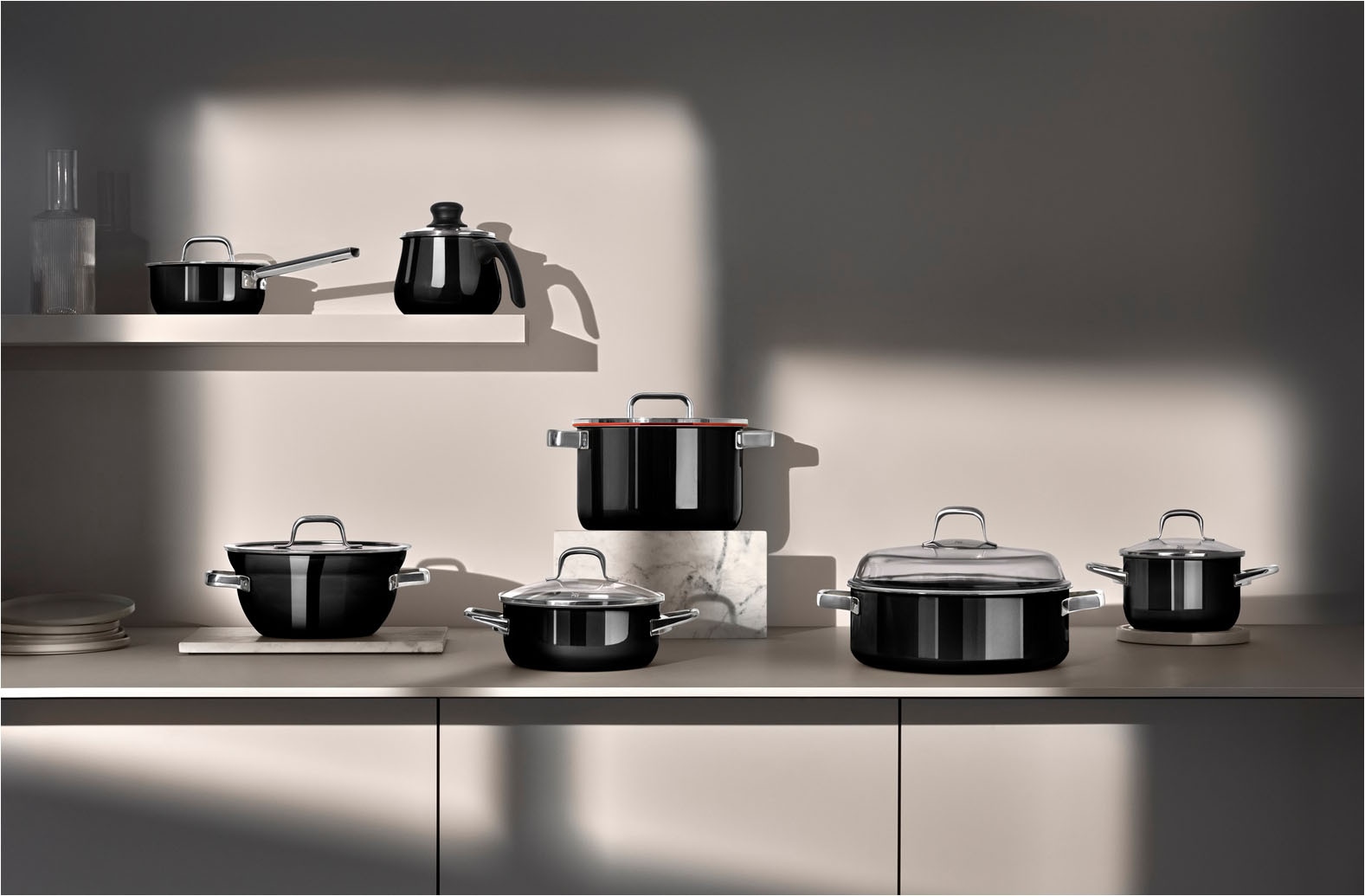 WMF Topf-Set »Fusiontec Mineral Pro« Set, 7 tlg. tlg. Edelstahl | Glas