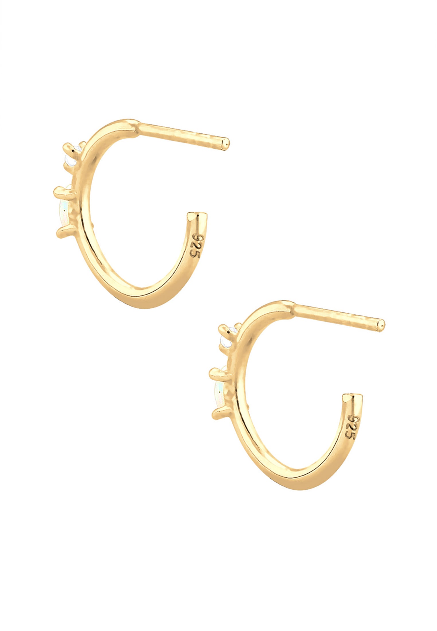 Elli Paar Creolen »Ohrringe Stecker Opal Marquise und Zirkonia 925 Silber«